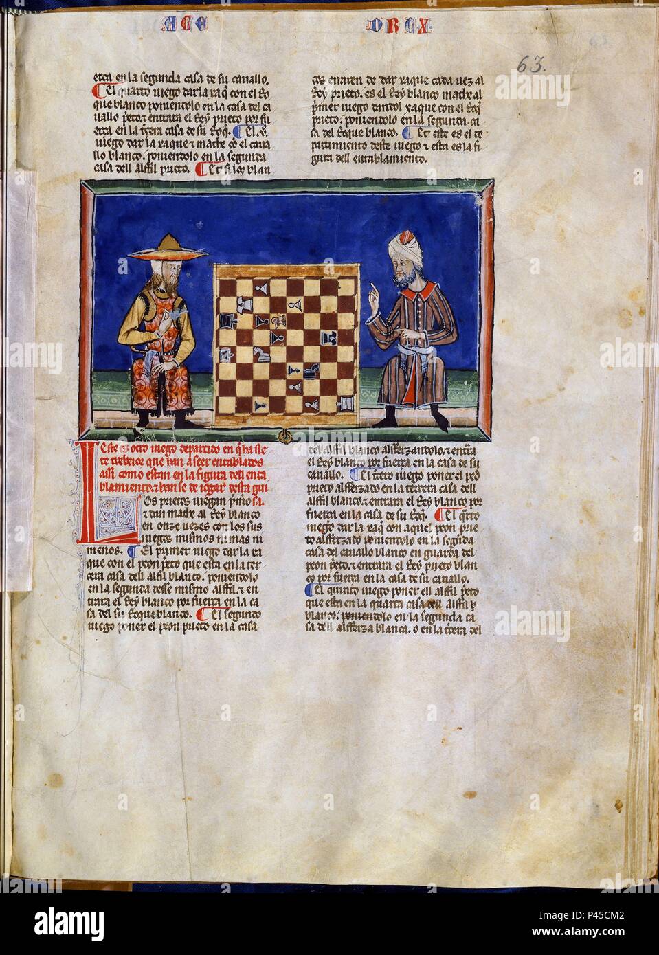 A Moor and a Christian playing chess in a tent, from the 'Book of Games,  Chess, dice and Boards