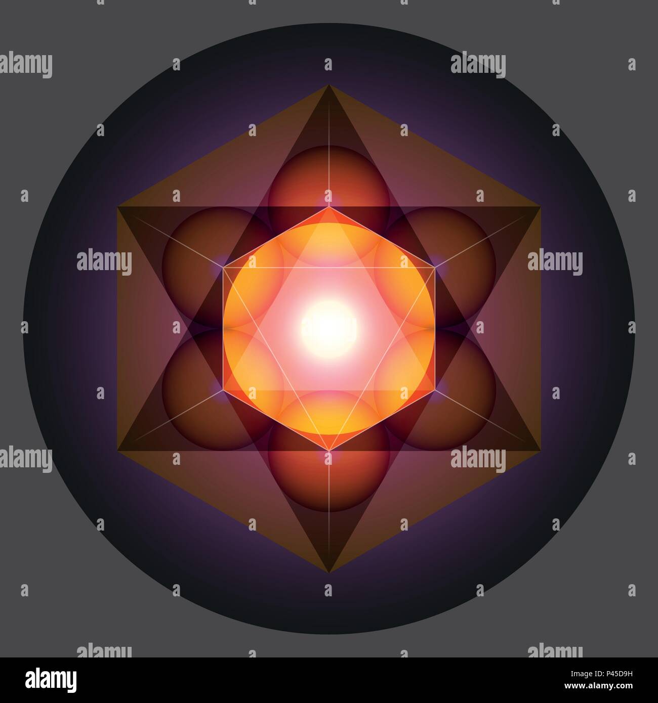 Mandala based on Metatron's cube - sacred geometry figure. Vector illustration. Stock Vector