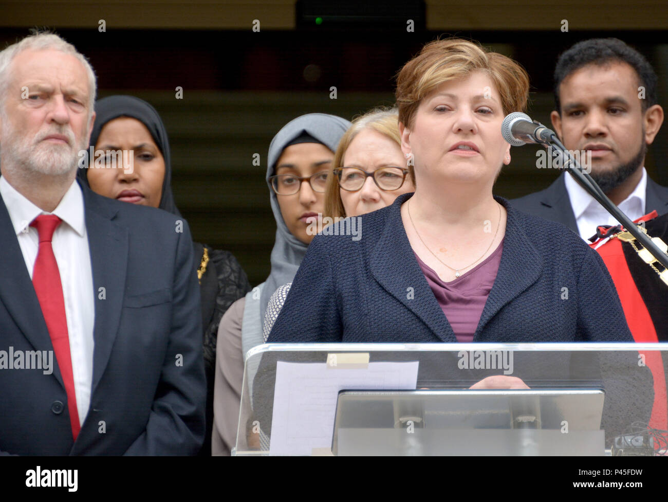 Photo Must Be Credited ©Alpha Press 066465 19/06/2018 Jeremy Corbyn and Emily Thornberry at the Finsbury Park Terrorist Attack 1st Anniversary Minutes Silence held at Islington Town Hall in London. Stock Photo