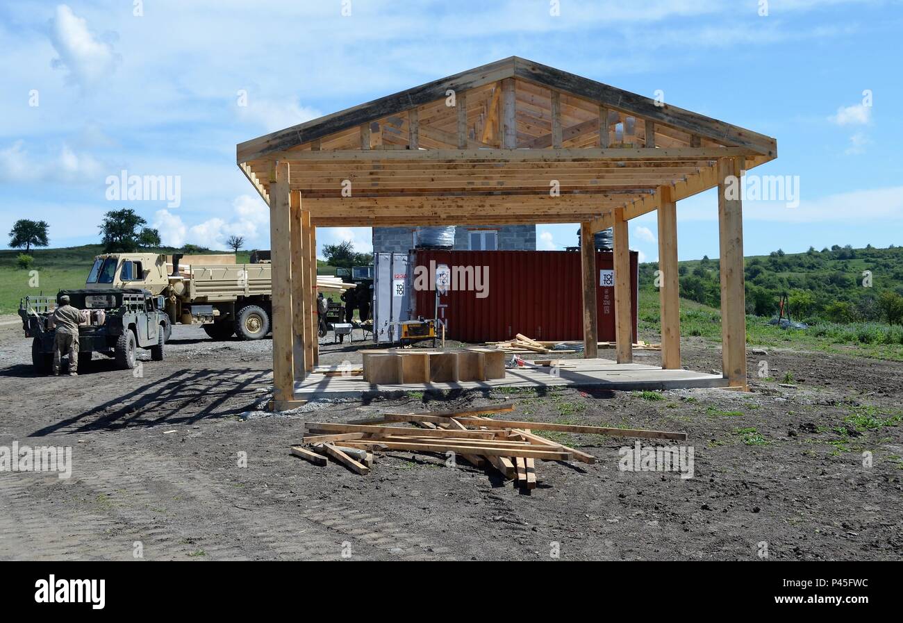 One of several multipurpose buildings under construction during
