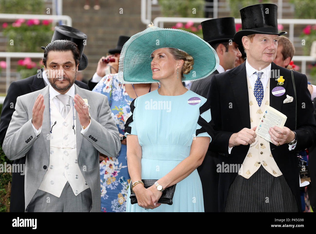 Horse owner (left-right) Imad Al Sagar, The Countess of Wessex, and the  Earl of Derby during day two of Royal Ascot at Ascot Racecourse Stock Photo  - Alamy