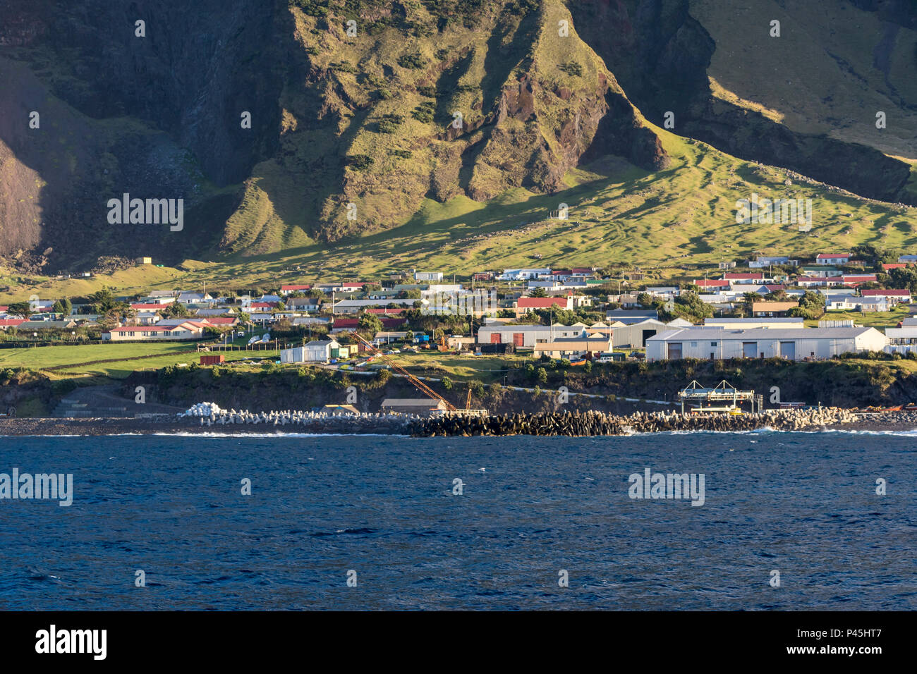 Edinburgh of the Seven Seas in late afternoon sunlight, Tristan da Cunha, British Overseas