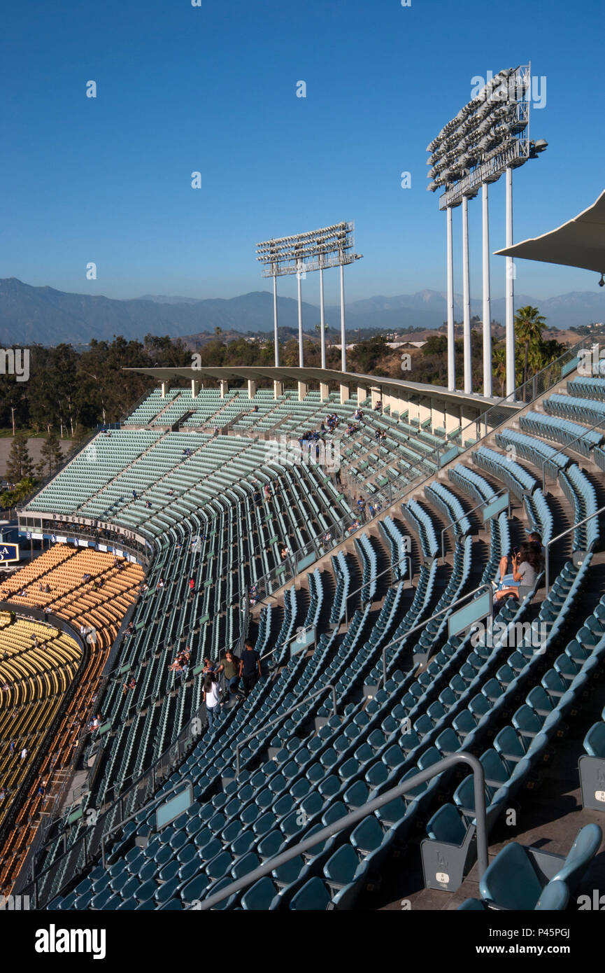 Upper decks of Dodger Stadium in Los Angeles, CA Stock Photo