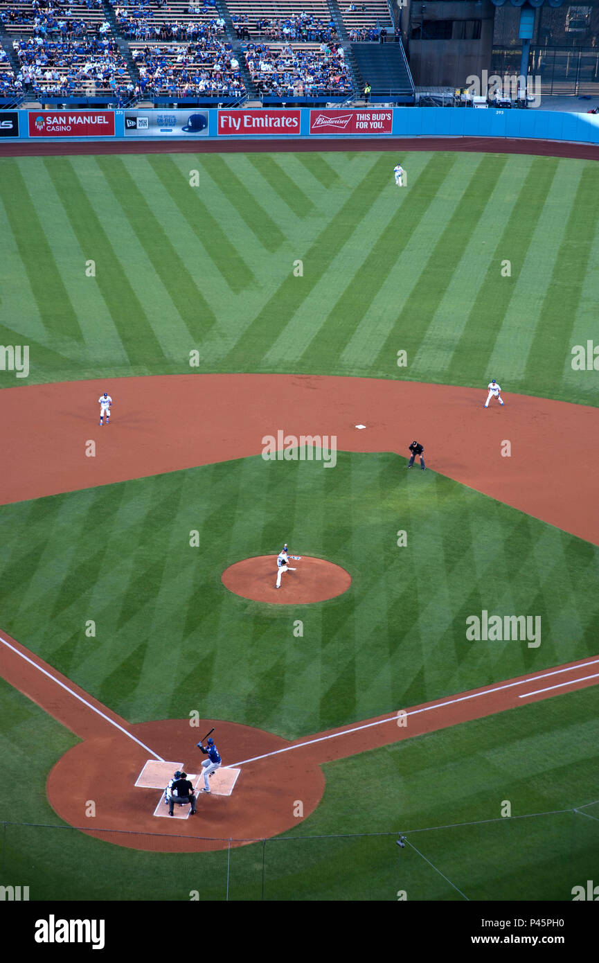 Major League Baseball game at Dodger Stadium in Los Angeles, CA Stock