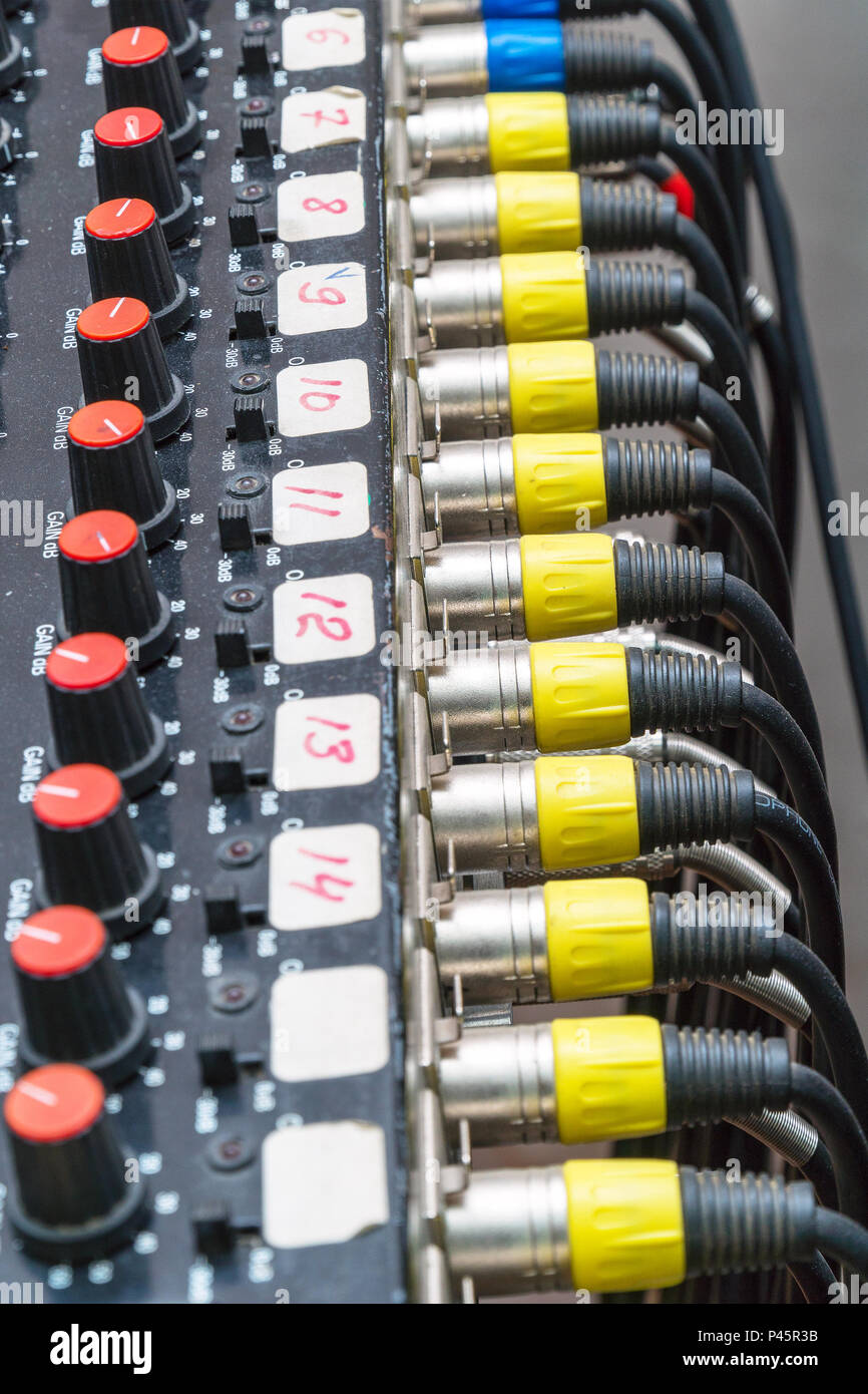 Audio cables and connectors in studio equipment Stock Photo Alamy