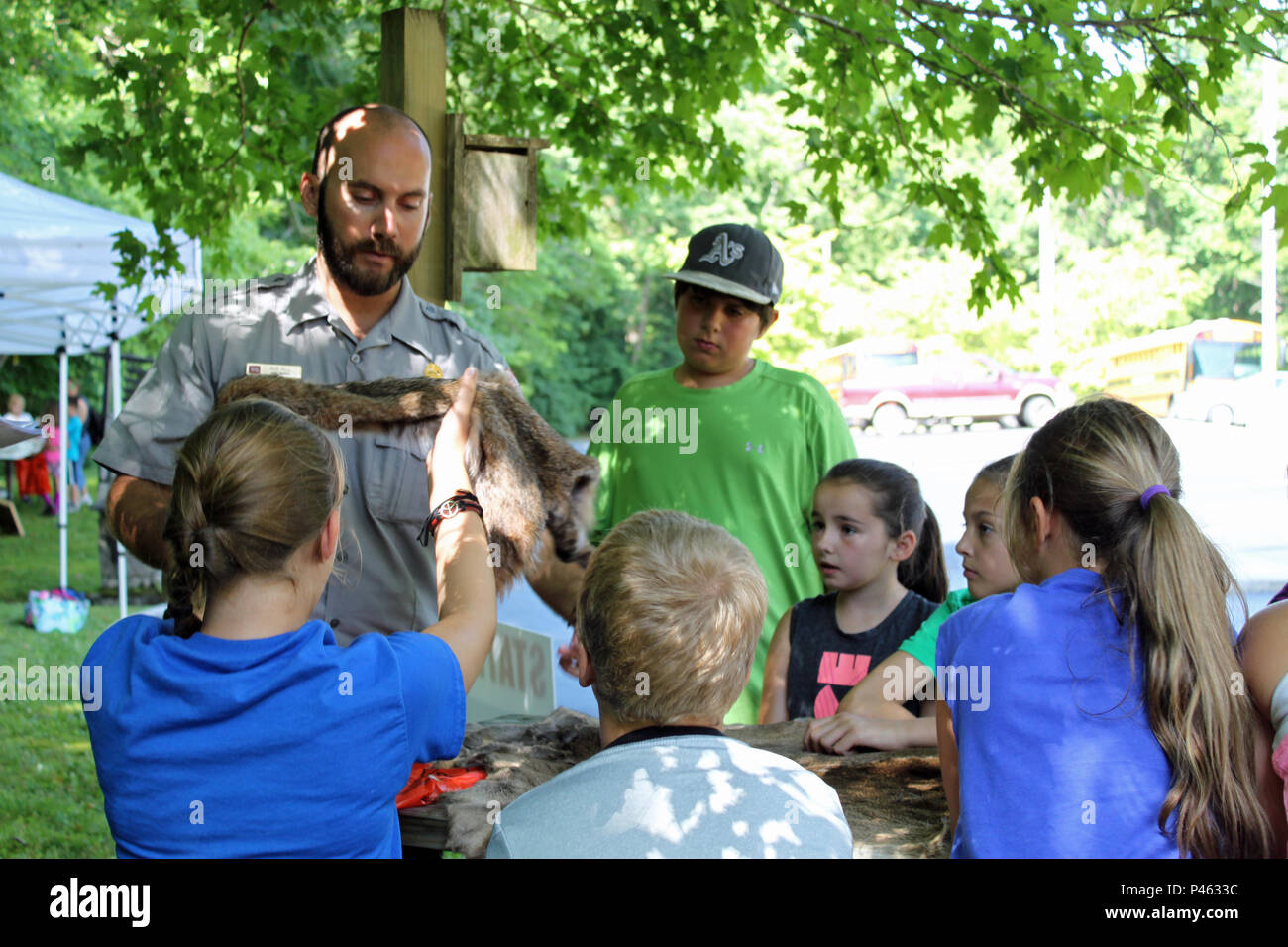 U.S. Army Corps of Engineers Park Ranger Robert Hill presents one of ...