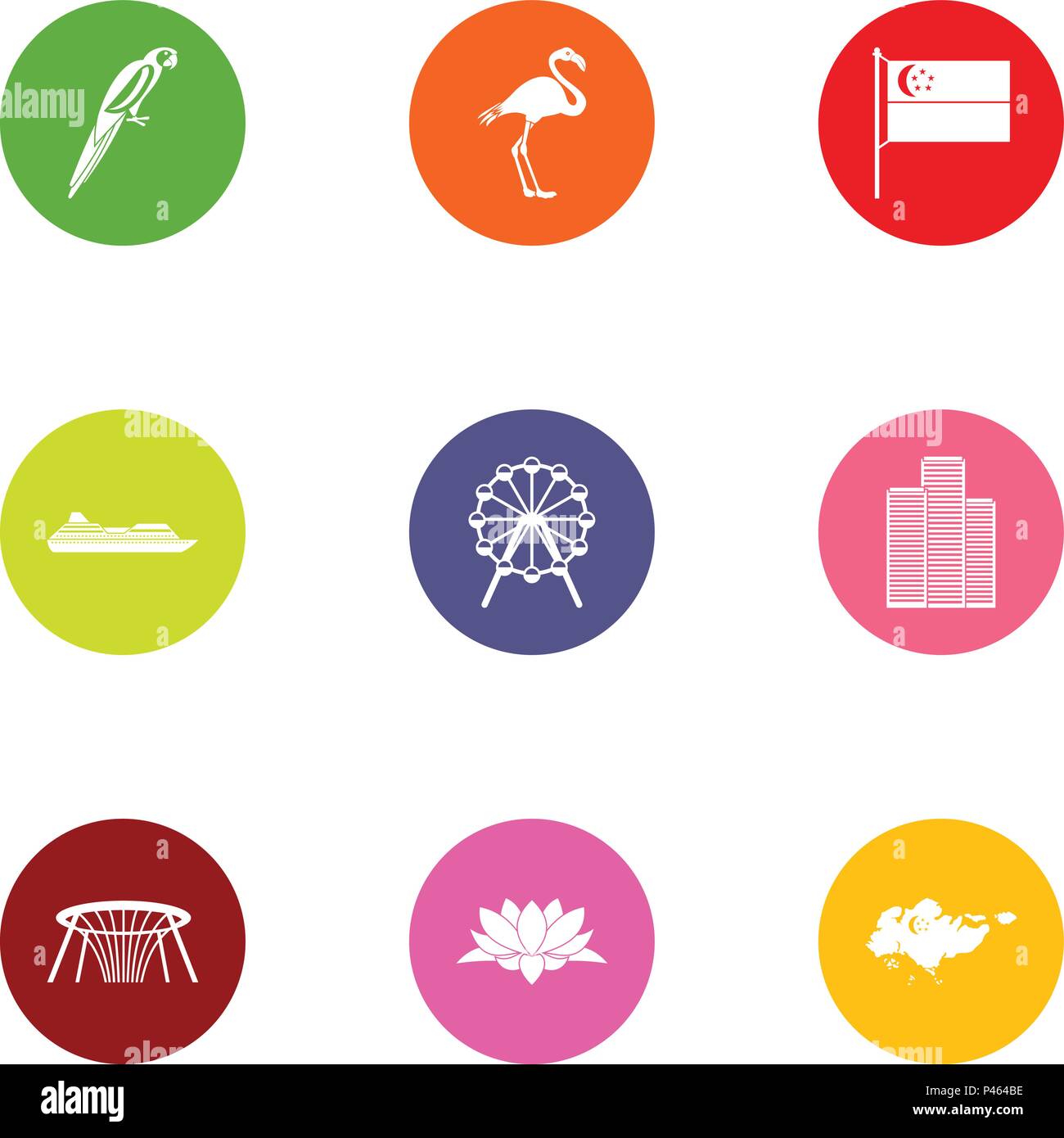 Tropical amusement park icons set, flat style Stock Vector Image & Art ...
