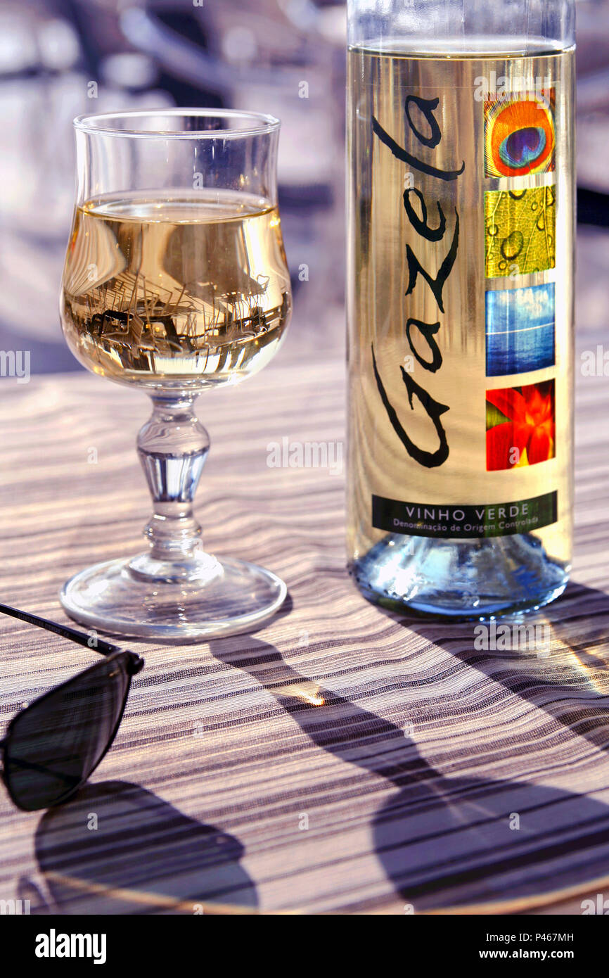 Bottle of Vinho Verde, Lisbon, Portugal Stock Photo