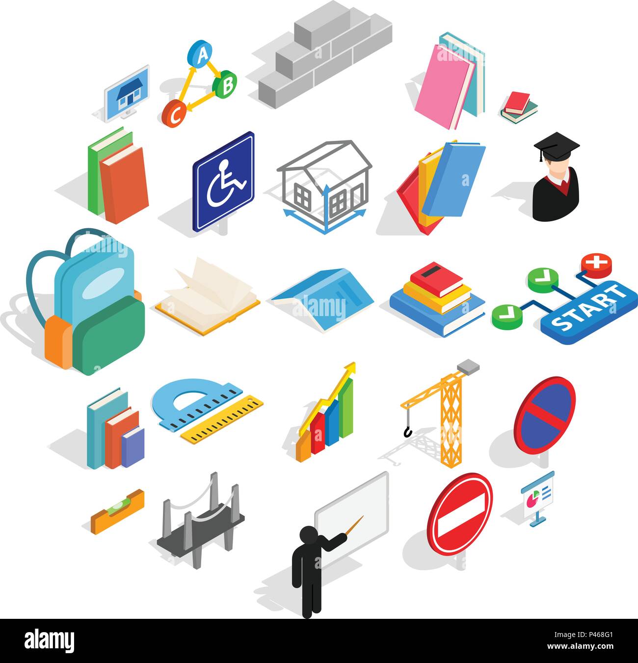 Professor icons set, isometric style Stock Vector
