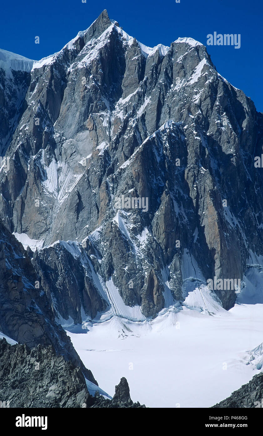 The huge south face of Mont Maudit in the French Alps, Chamonix Stock Photo