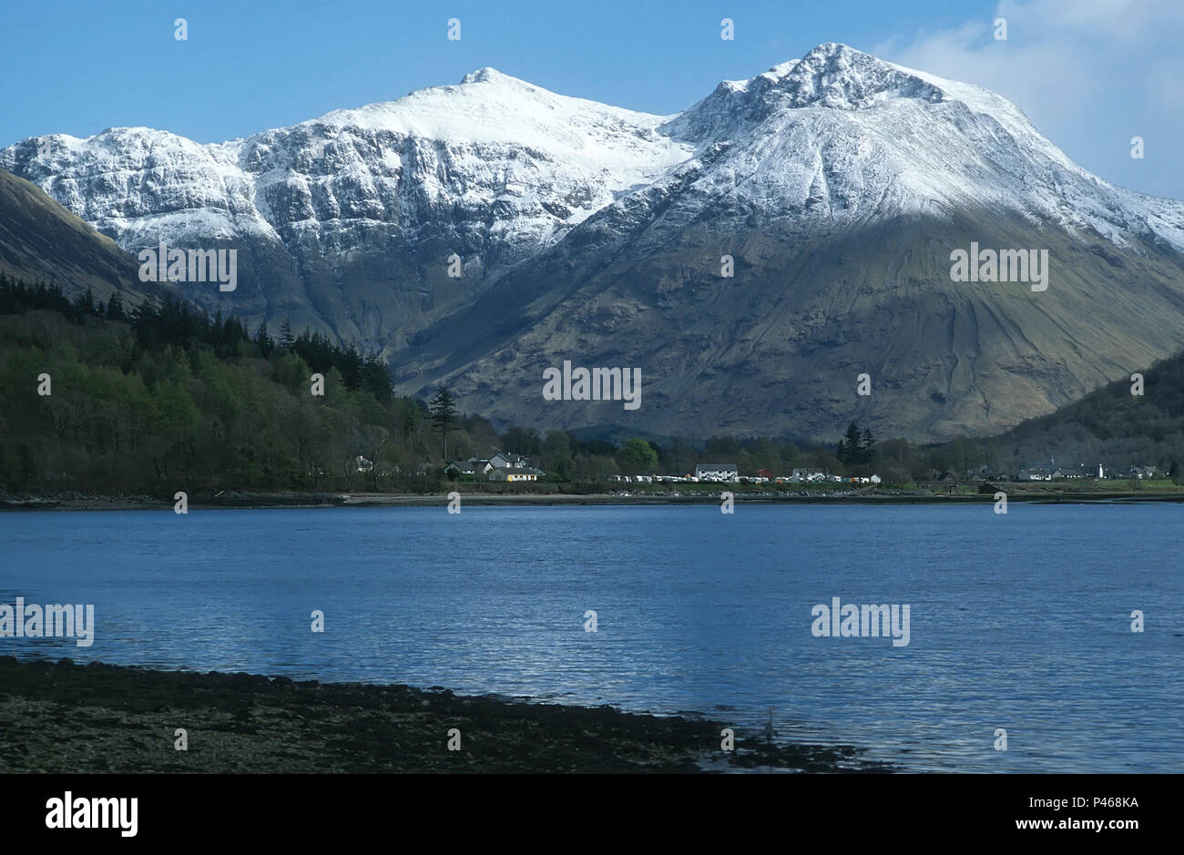Beinn a Bheithir and Loch Leven in the Scottish highlands in winter Stock Photo