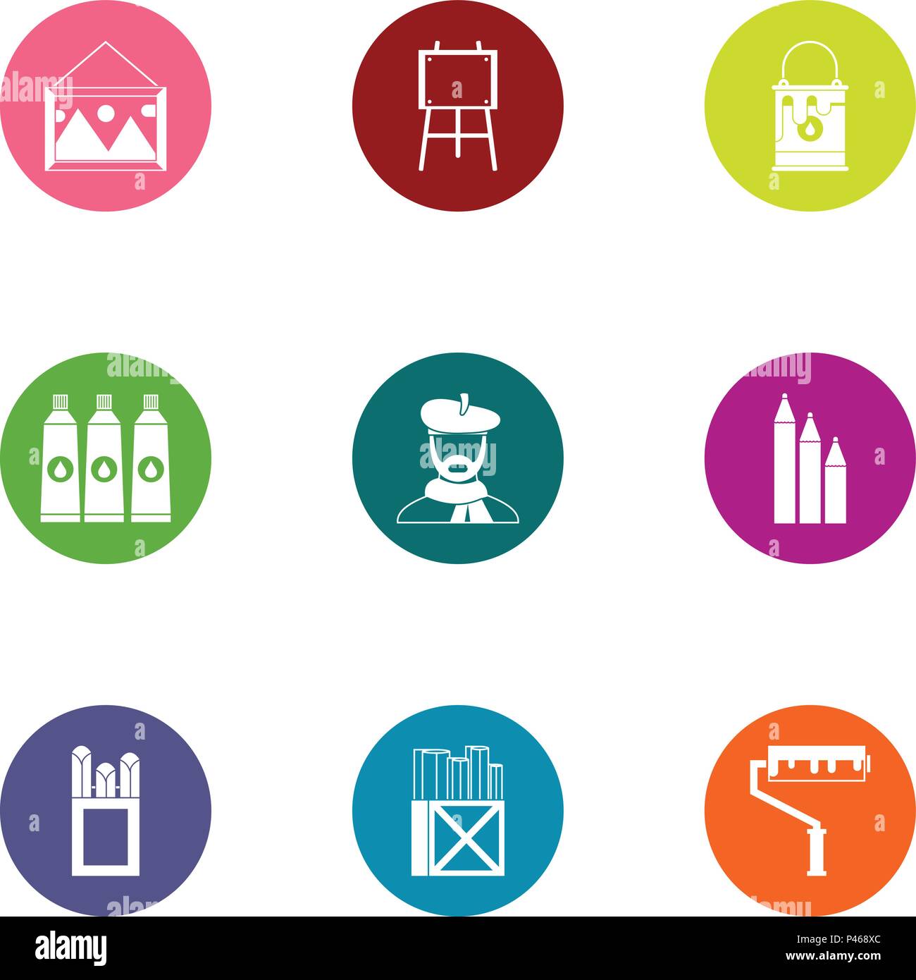 Working with color icons set, flat style Stock Vector Image & Art - Alamy