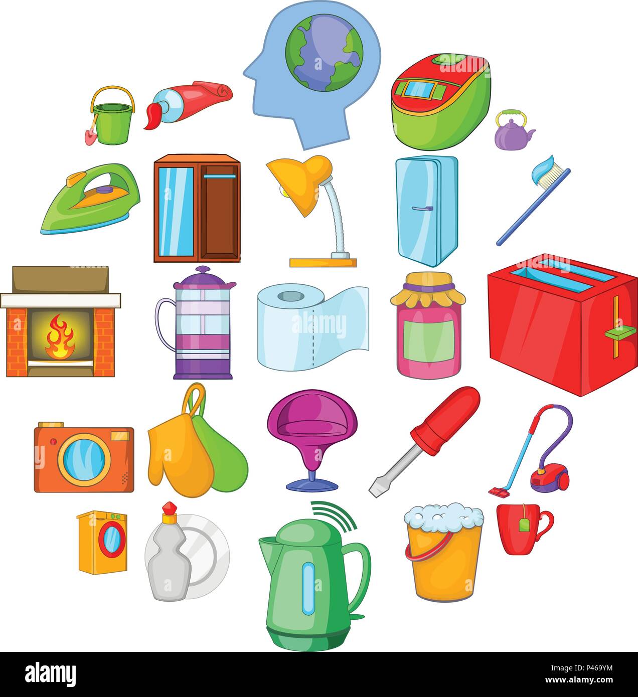Kitchen cleaning icons set, cartoon style Stock Vector Image & Art Alamy