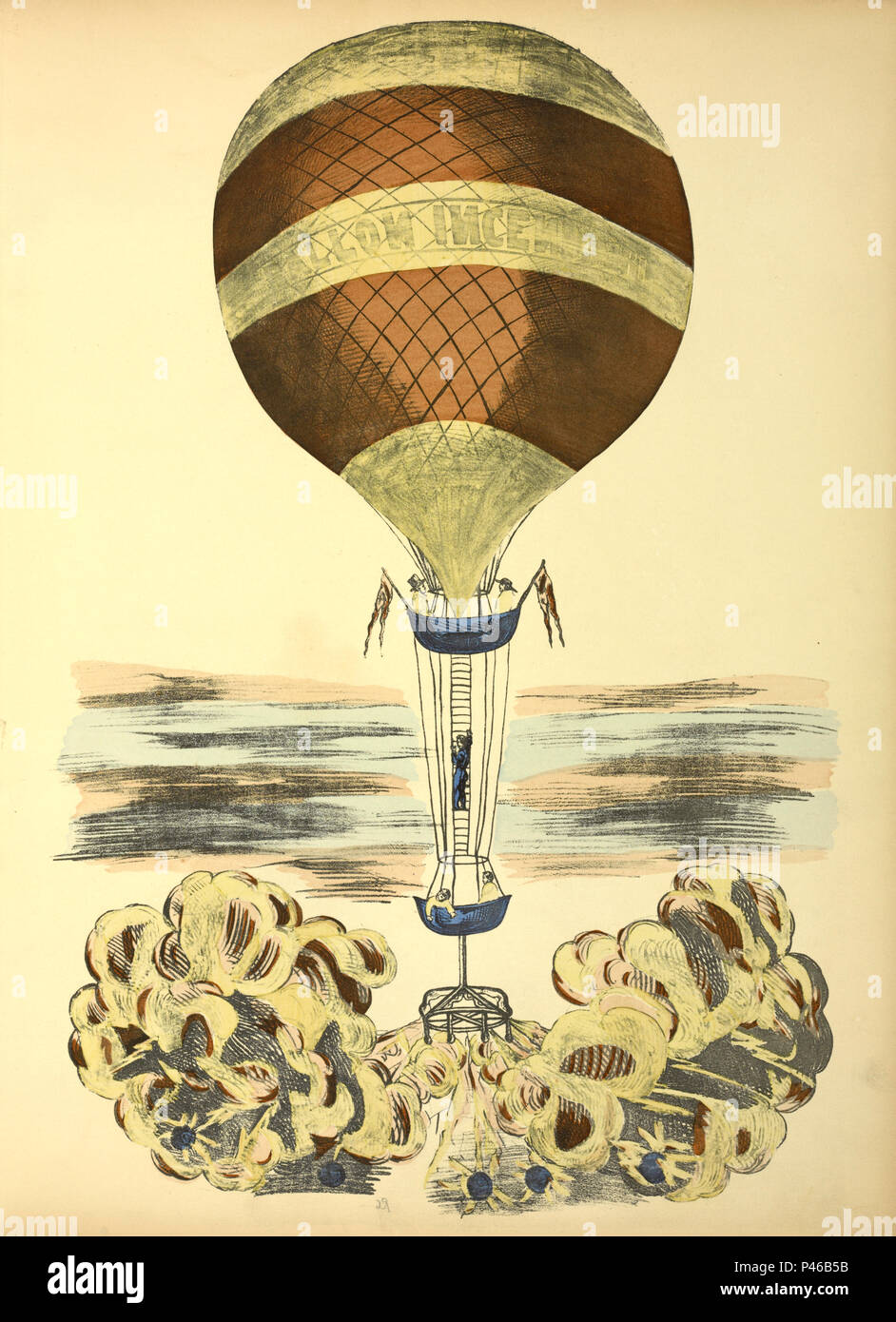 Historic balloon flight Stock Photo