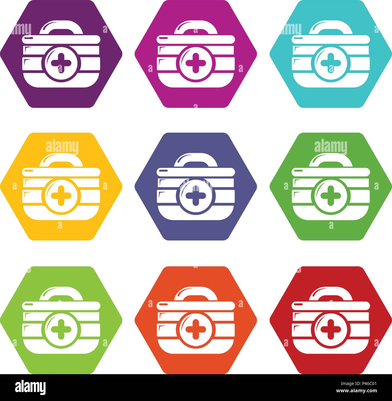 First aid kit icons set 9 vector Stock Vector