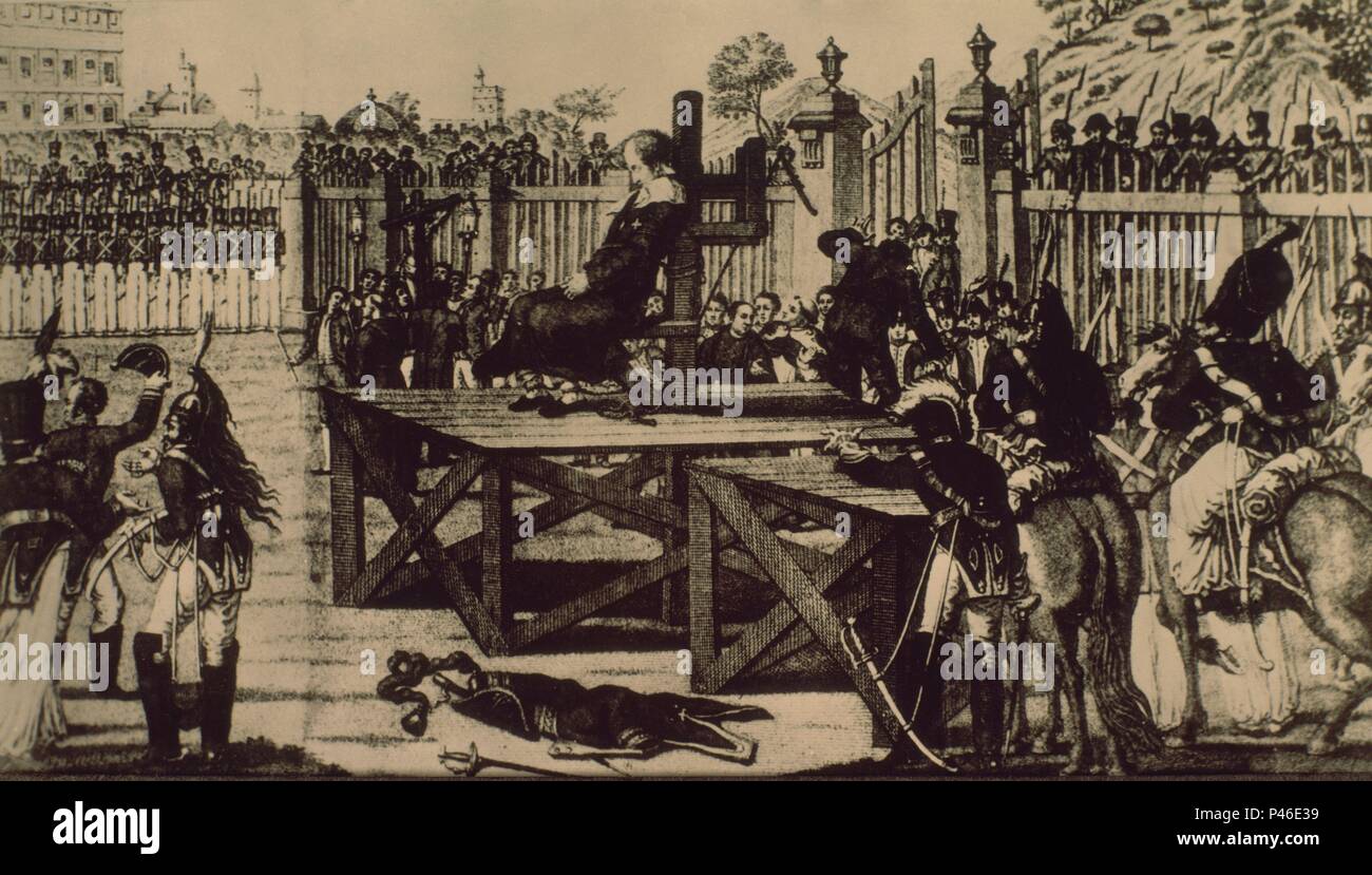 EJECUCION DEL GENERAL FRANCISCO JAVIER ELIO EN 1822. Stock Photo