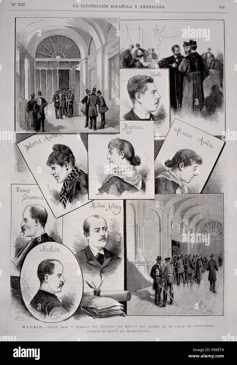 I ESPANOLA Y A ABRIL 1889 (CRIMEN). Author: Manuel Picolo López (1855-1912). Location: BIBLIOTECA NACIONAL-COLECCION, MADRID, SPAIN. Stock Photo