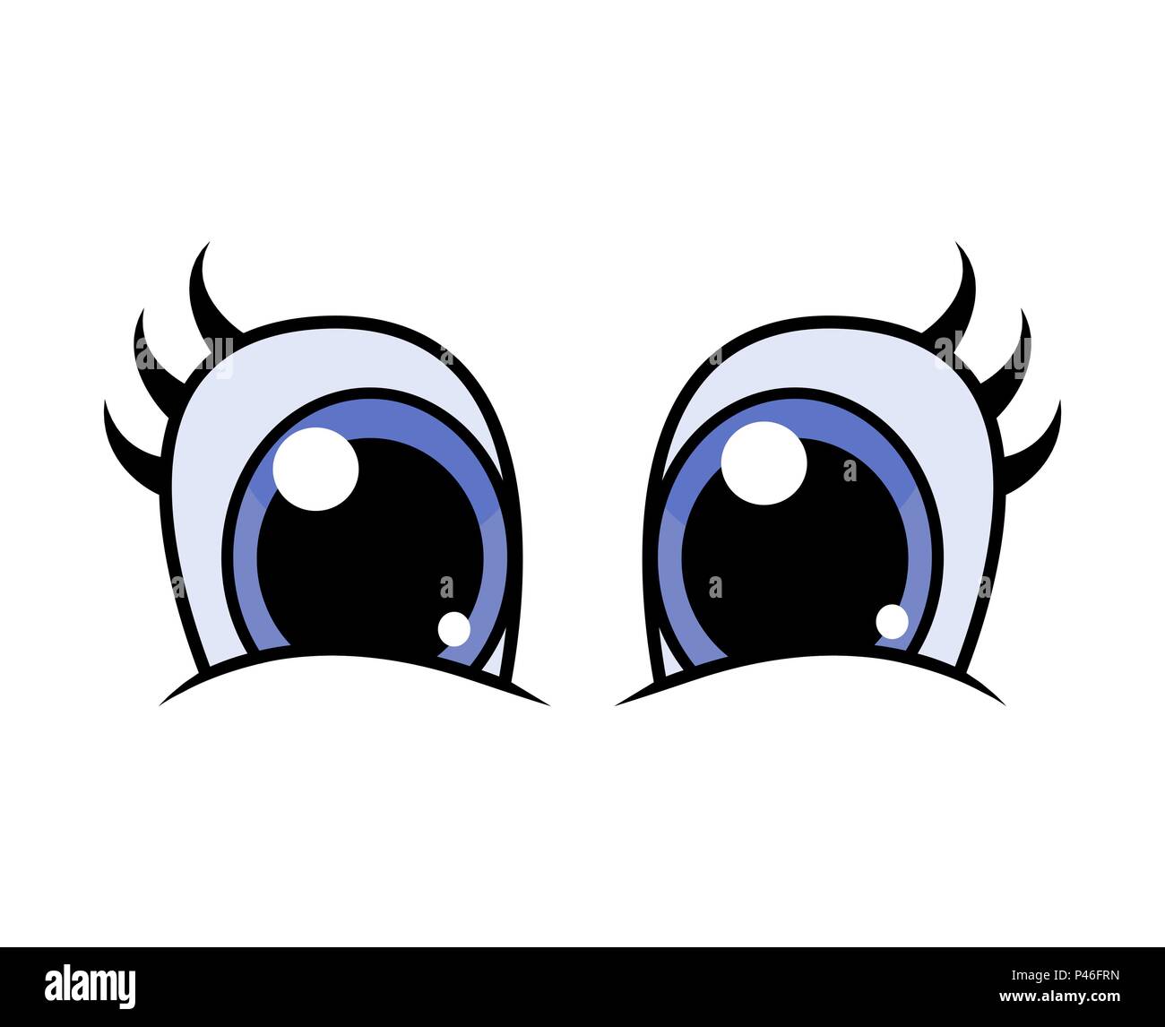 cartoon character eyes with lashes vector design isolated on white Stock Vector