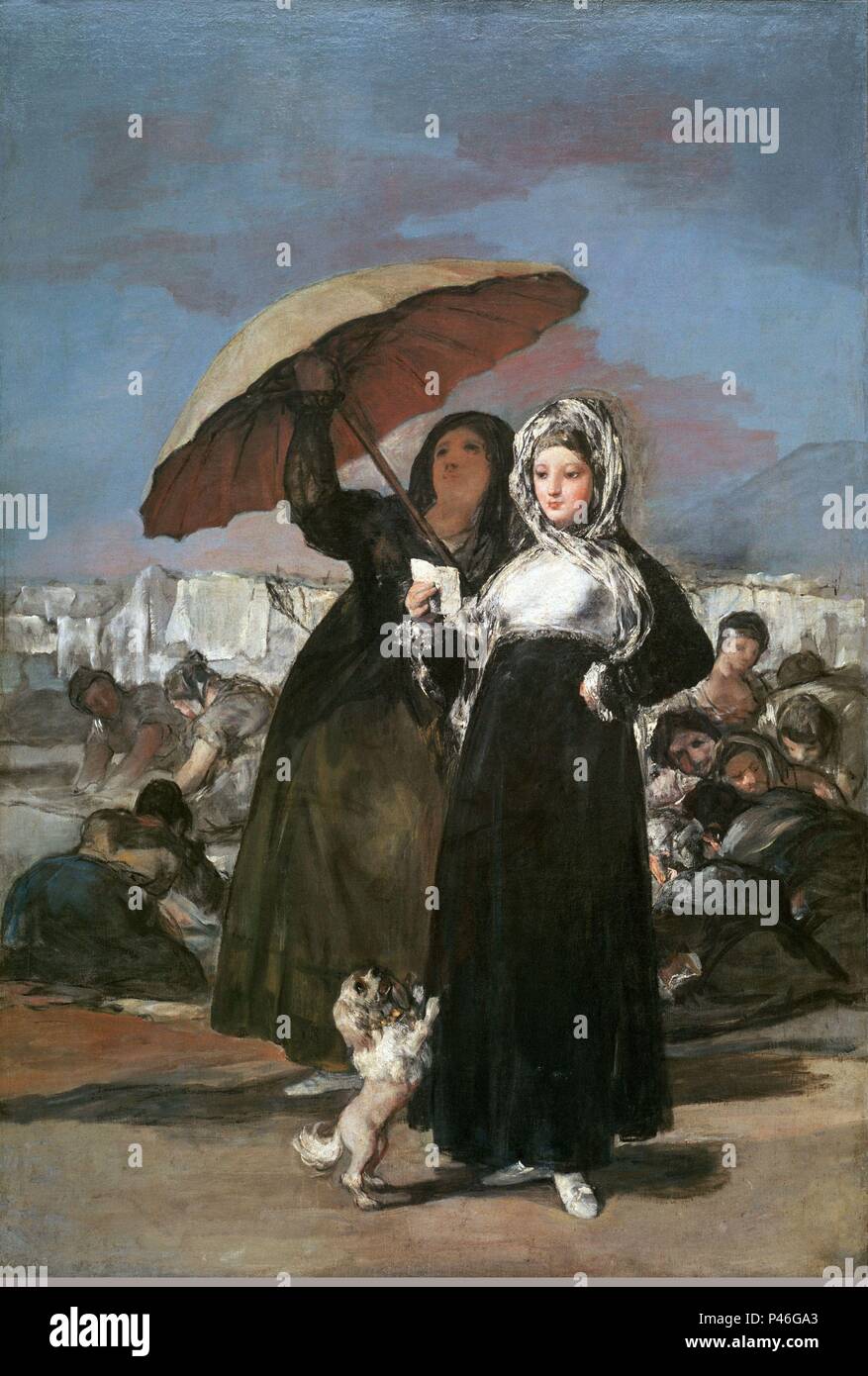 The Letter or The Young Women - ca. 1814/19 - 181x125 cm - oil on canvas. Author: Francisco de Goya (1746-1828). Location: MUSEO, LILLE, FRANCE. Also known as: JOVENES LEYENDO UNA CARTA. Stock Photo