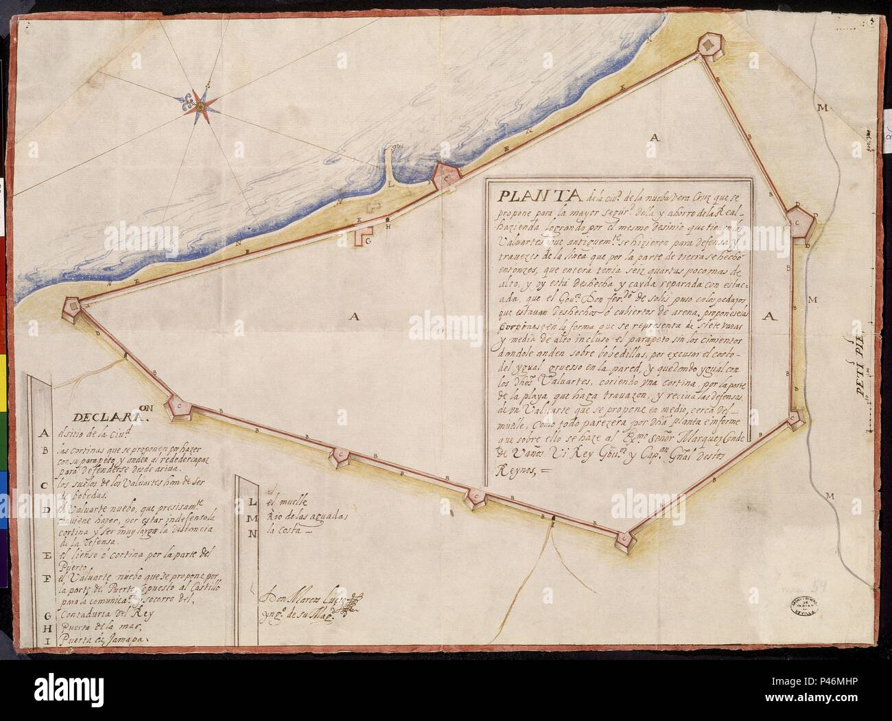 PLANO-CIUDAD DE VERACRUZ EN 1663. Location: ARCHIVO DE INDIAS, SEVILLA,  SEVILLE, SPAIN Stock Photo - Alamy