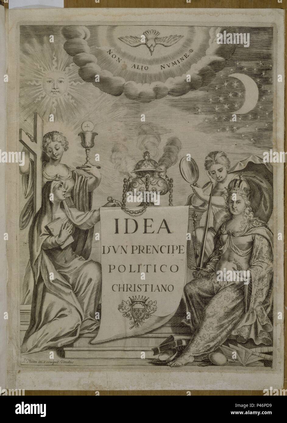 IDEA DE UN PRINCIPE POLITICO CRISTIANO - PORTADILLA - CONOCIDA COMO "LAS  EMPRESAS" - 1648. Author: Diego Saavedra Fajardo (1584-1648). Location:  BIBLIOTECA NACIONAL-COLECCION, MADRID, SPAIN Stock Photo - Alamy