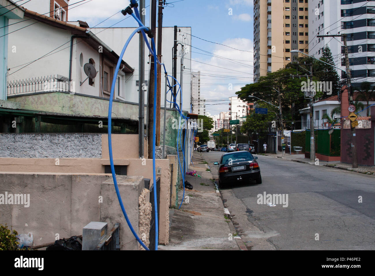 SÃO PAULO, SP -10/11/2014: REDE DE ABASTECIMENTO DE AGUA– rede de abastecimento de água amostra, é vista na rua Calógero calia na região da Cursino. Segundo moradores a Sabesp irá realizar obras de manutenção para evitar a falta de água na região.(Foto: Joel Nogueira  / Fotoarena) Stock Photo