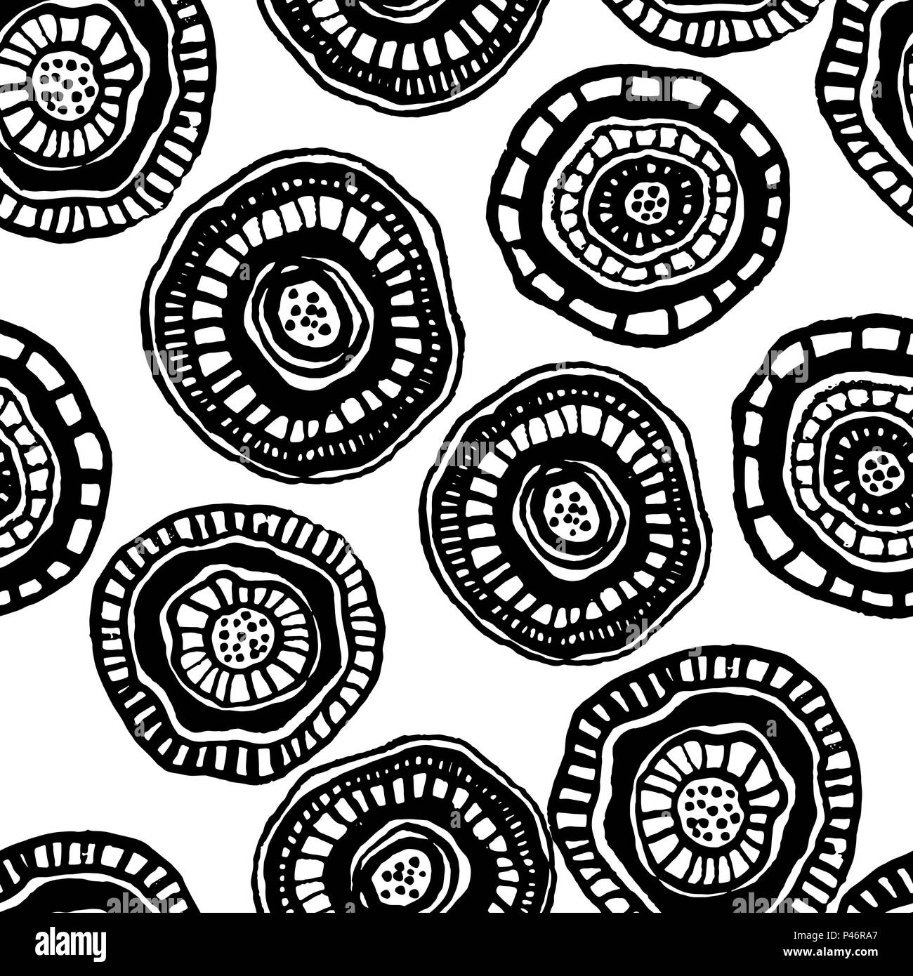 Vector seamless pattern with aborigine flowers Stock Vector