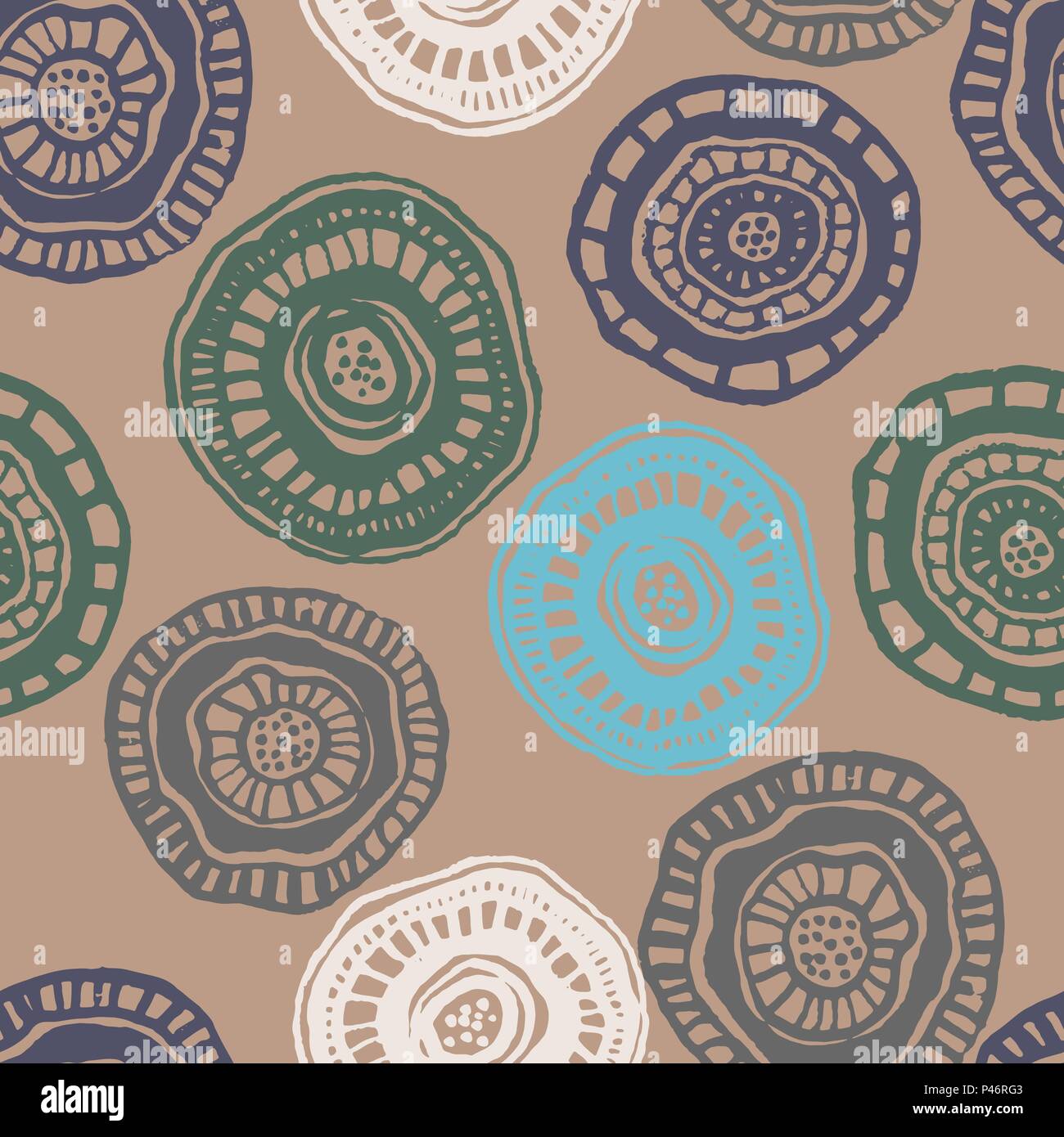 Vector seamless pattern with vintage aborigine flowers Stock Vector