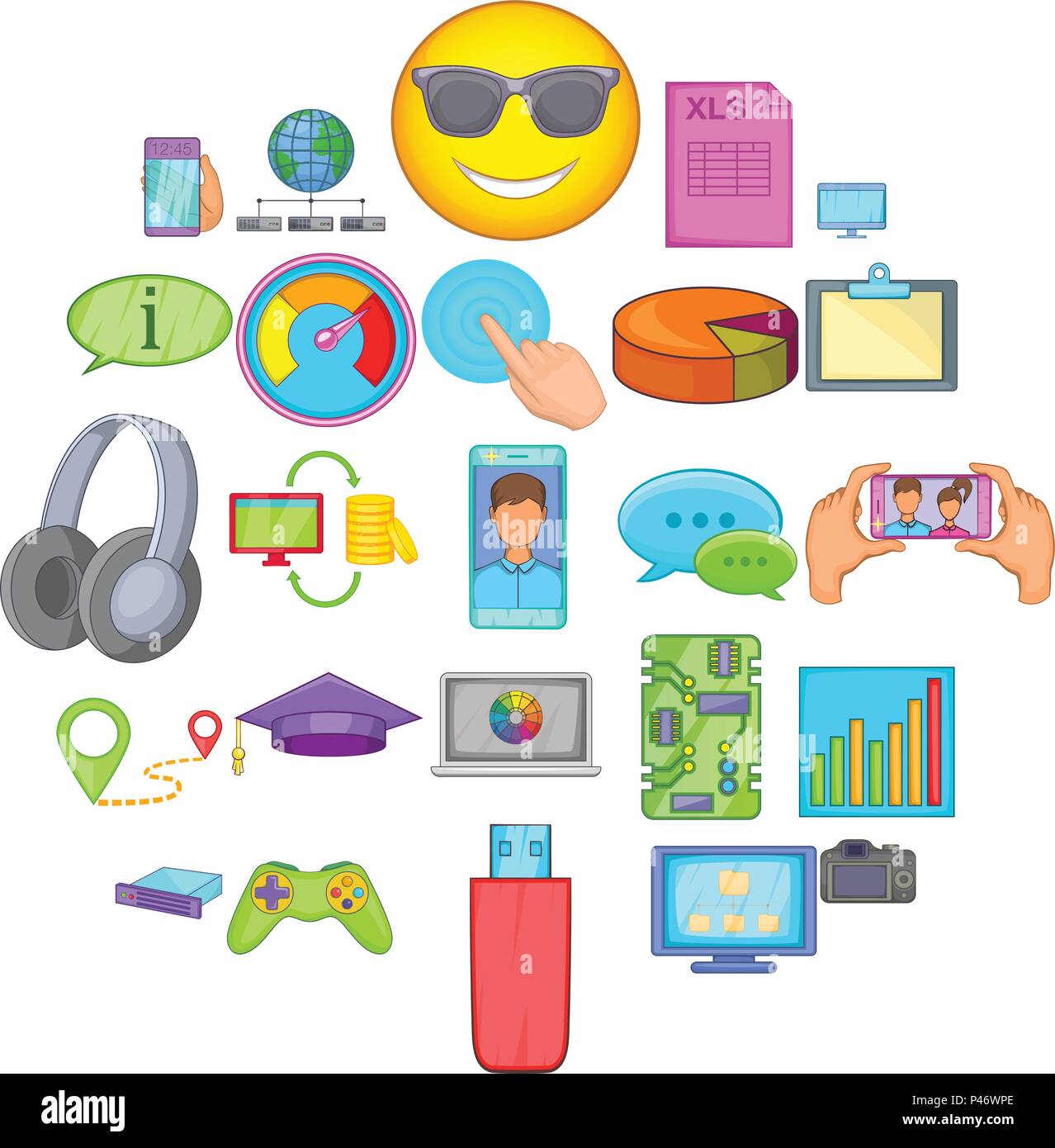 Cloud database icons set, cartoon style Stock Vector Image & Art - Alamy
