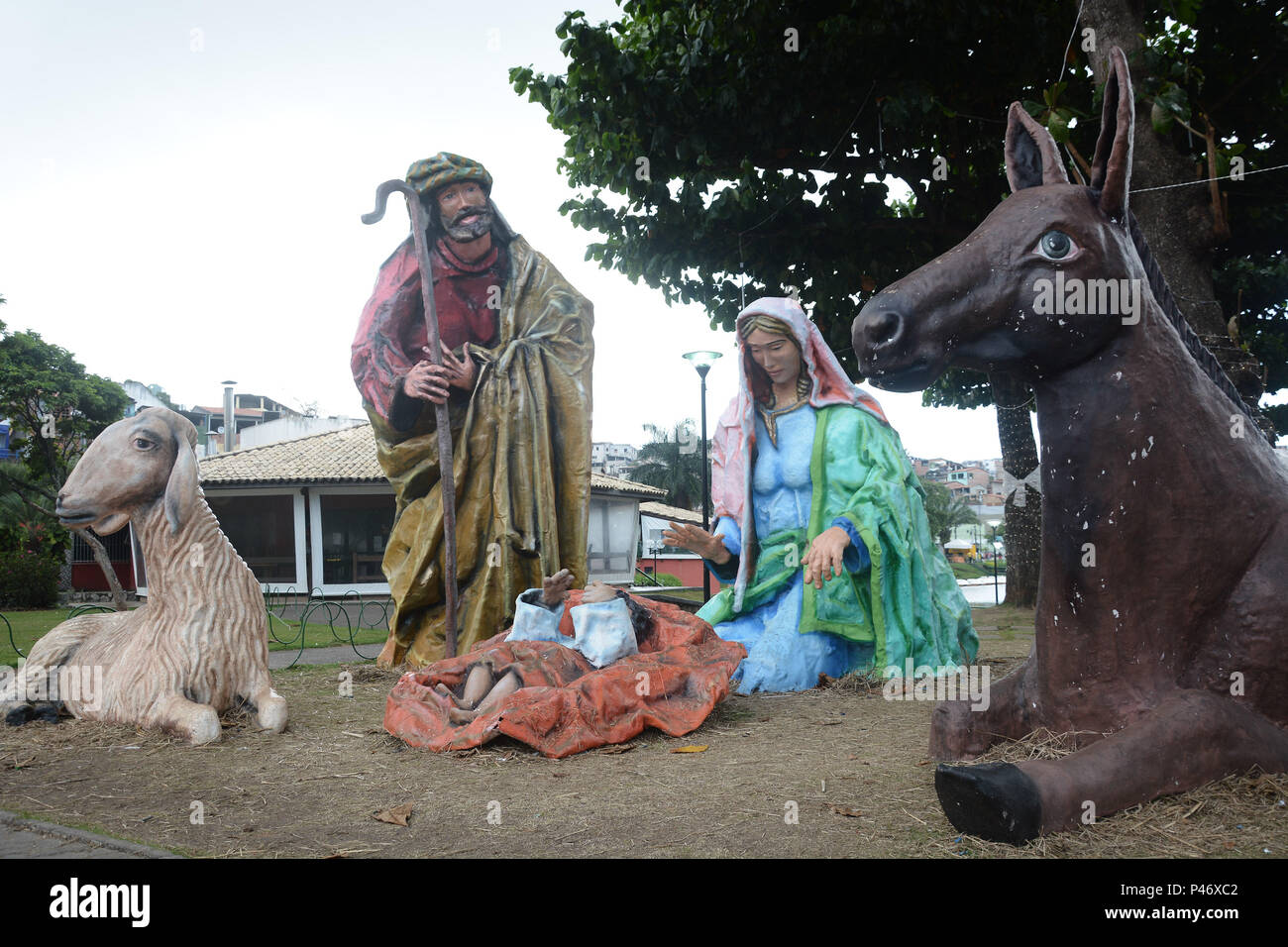 SALVADOR, BA - 24/12/2014: DECORAÇÃO DE NAAL EM SALVADOR - Presépo gigante no Dique Tororó, durante Decoração de Natal em Salvador. (Foto: Mauro Akin Nassor / Fotoarena) Stock Photo