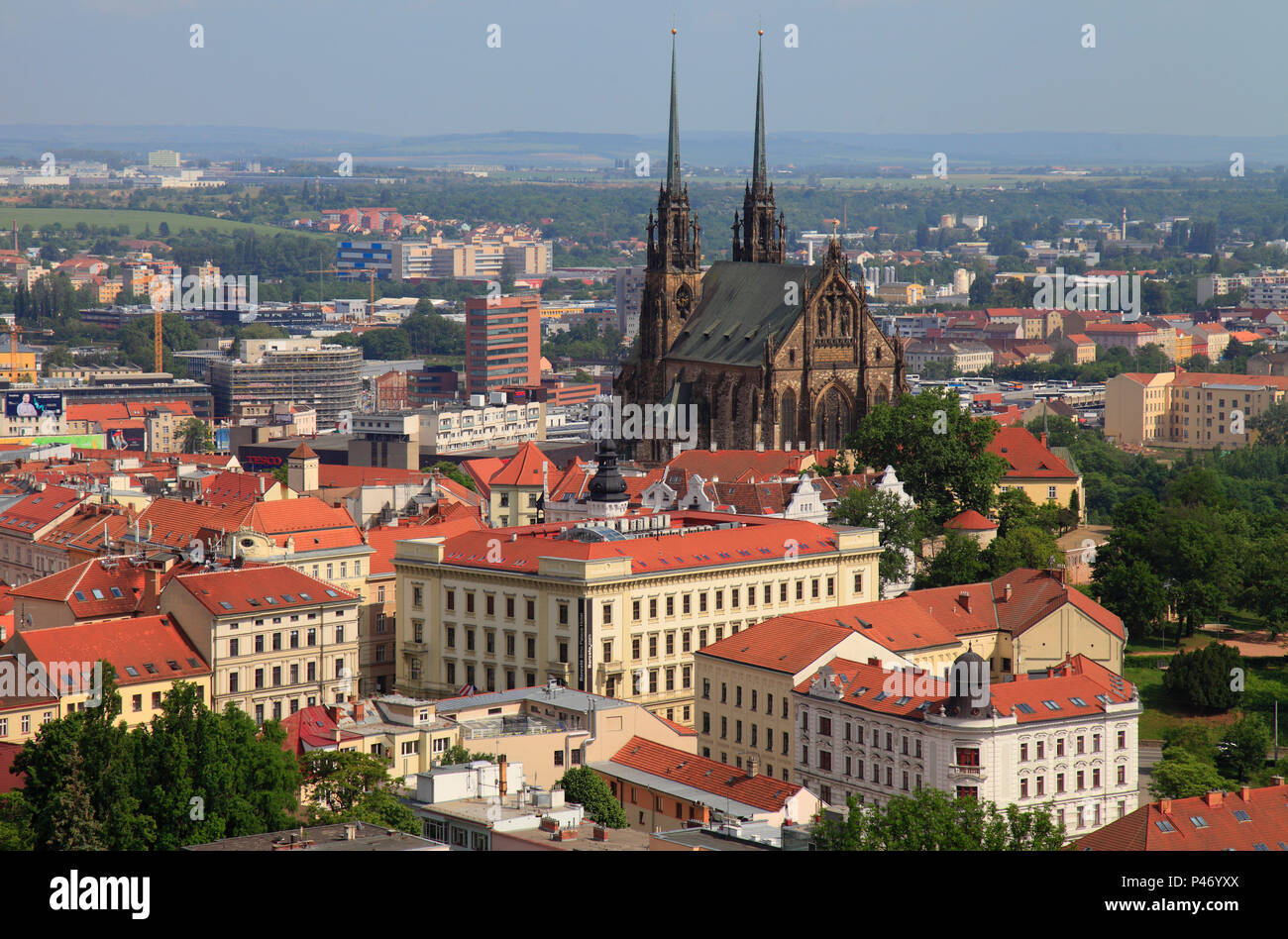 Czech Republic, Brno, skyline, general view, St Peter and St Paul Cathedral, Stock Photo
