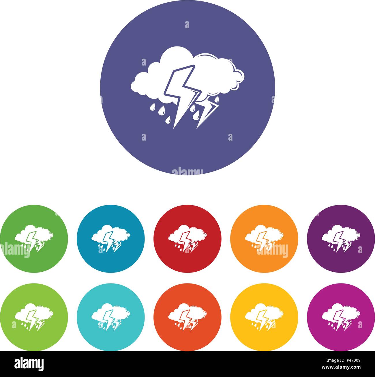 Cloud lightning icons set vector color Stock Vector Image & Art - Alamy