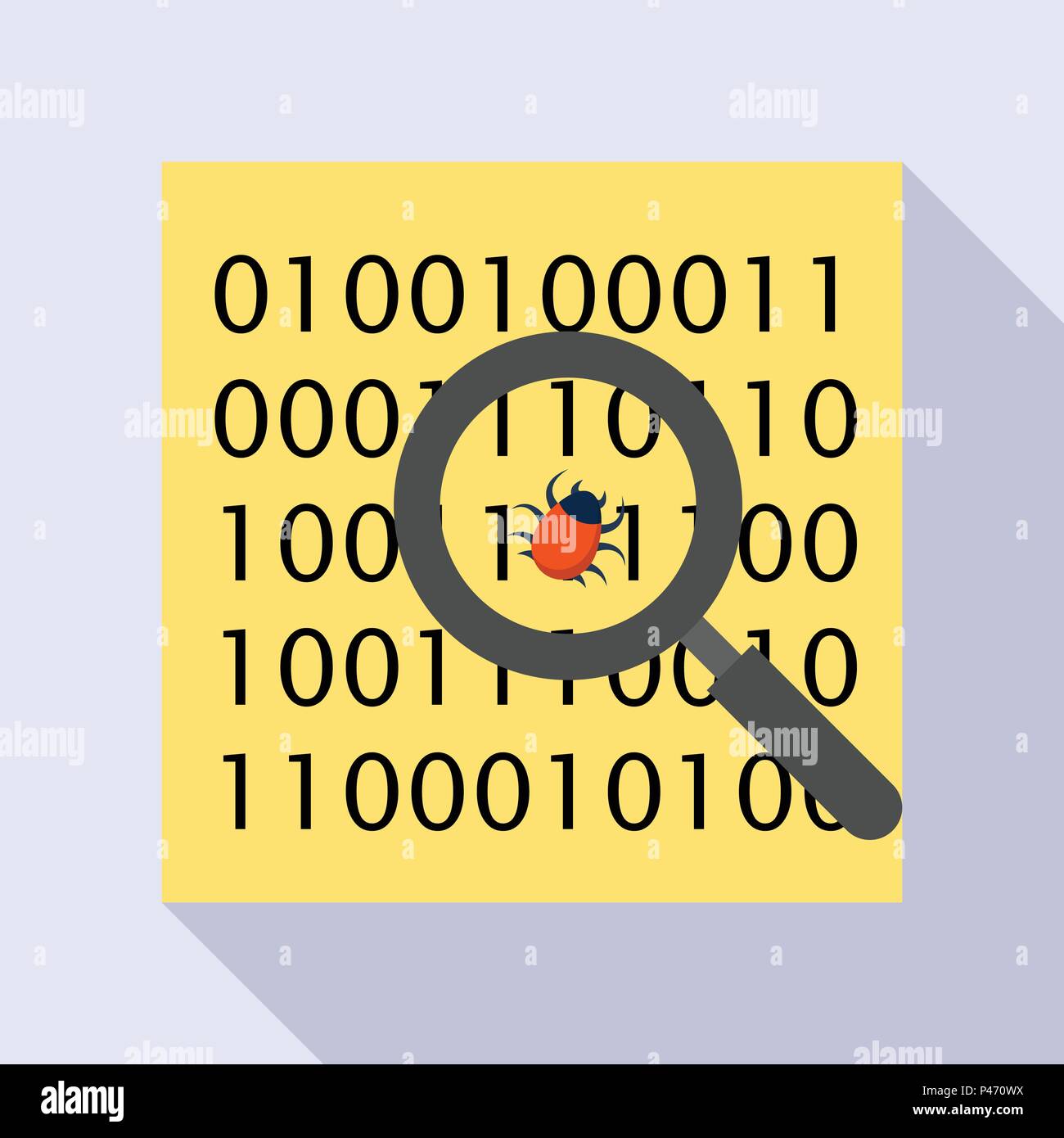 Find computer virus icon, flat style Stock Vector