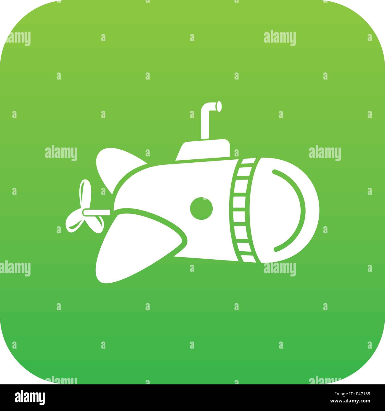 Submarine with round nose icon, simple style. Stock Vector