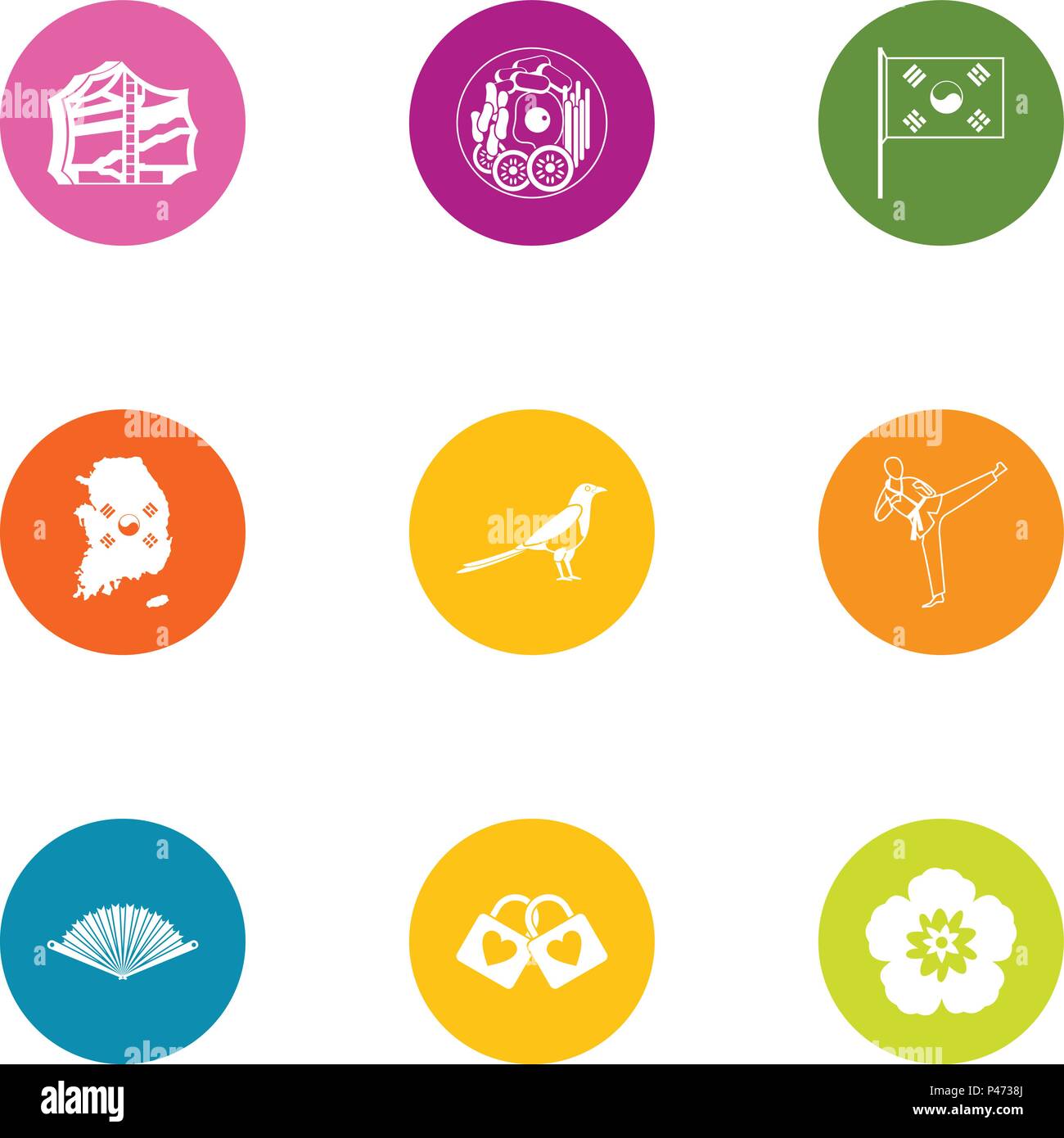 Korea country icons set, flat style Stock Vector Image & Art - Alamy