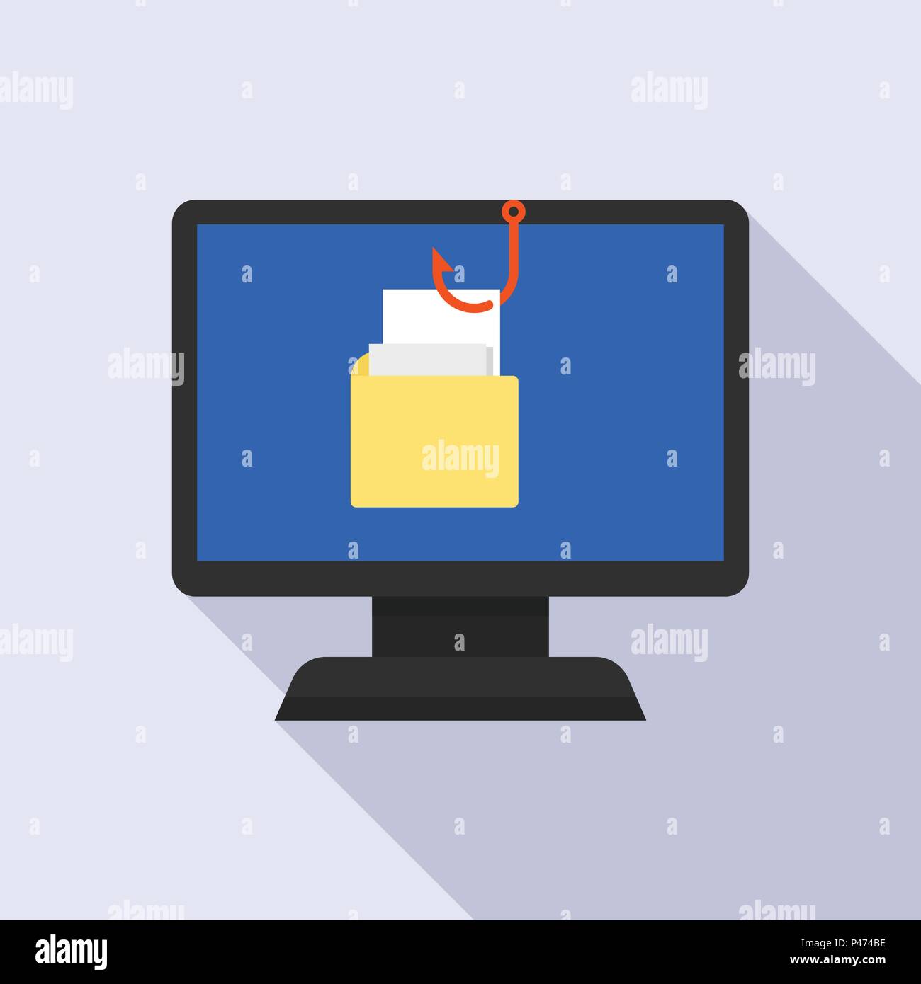 Hacked email icon, flat style Stock Vector