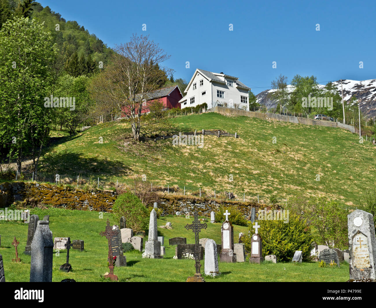 Typical Norwegian houses in Norway fjord area Stock Photo - Alamy