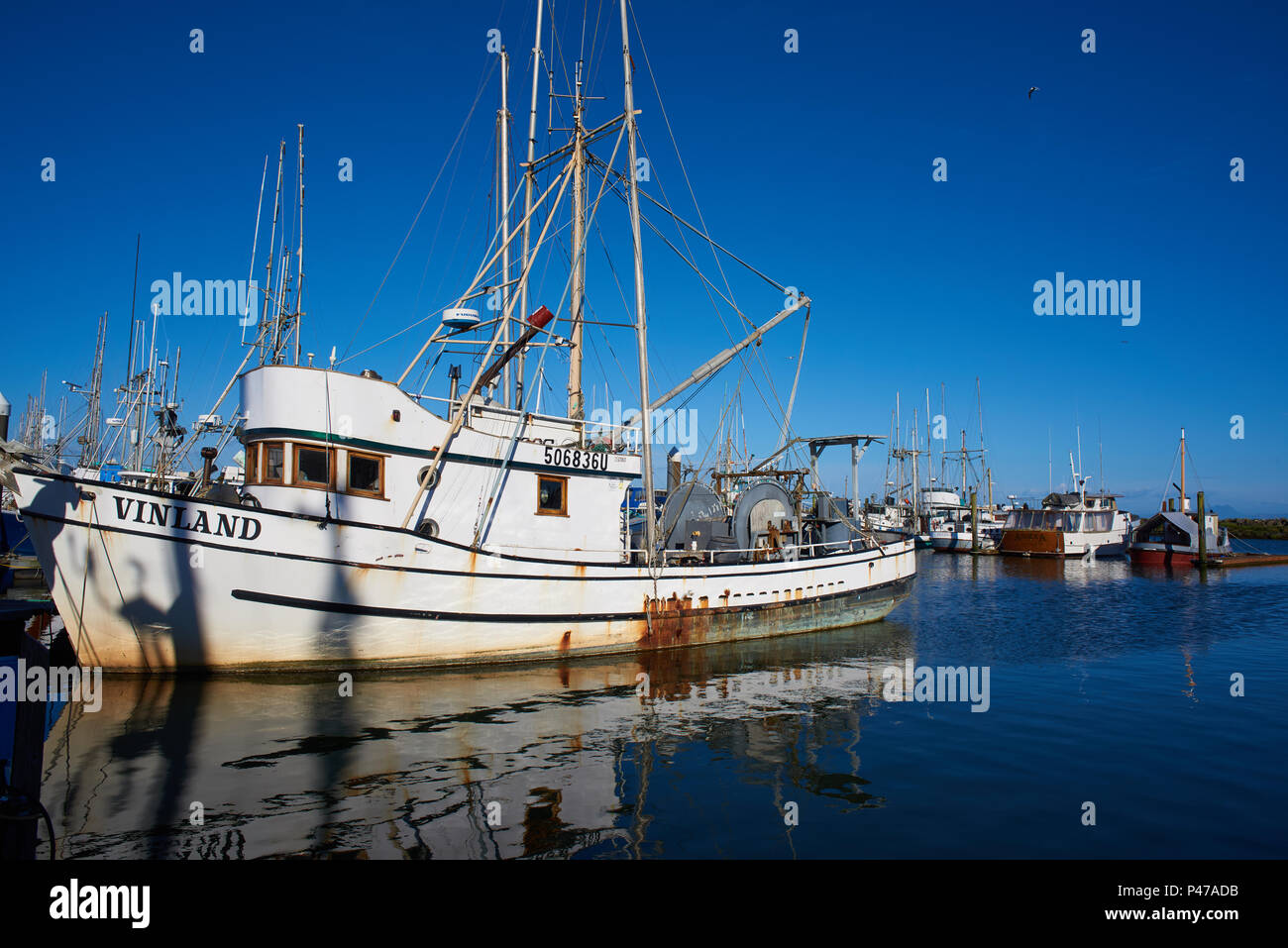 ILWACO, WASHINGTONJUNE 16, 2018 A commercial fishing boat moored in