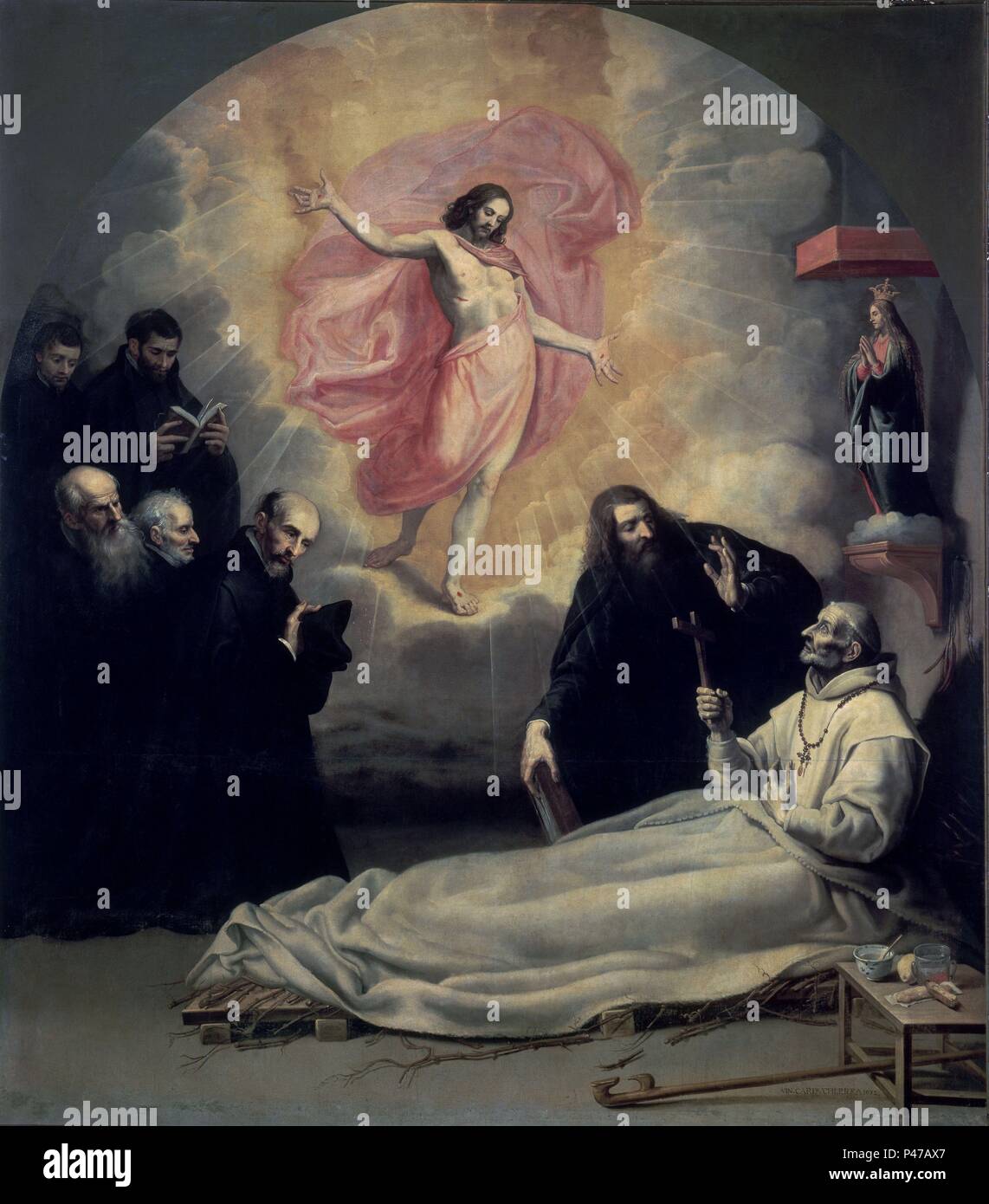 'La muerte del Venerable Odón de Novara', 1632, Oil on canvas, 337 cm x 299 cm, P00639. Author: Vincenzo Carducci (c. 1576-1638). Location: MUSEO DEL PRADO-PINTURA, MADRID, SPAIN. Stock Photo