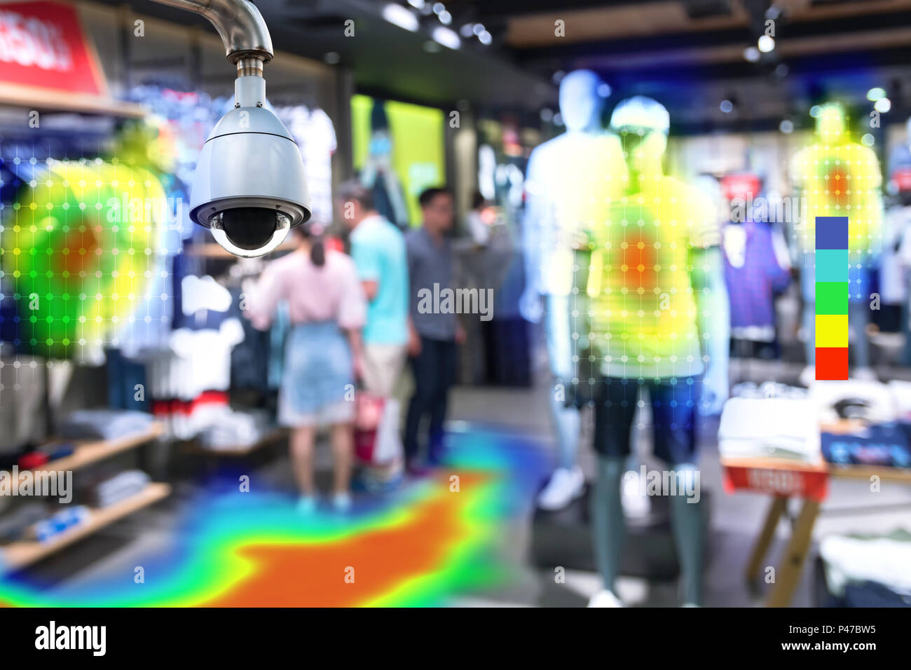 Heatmap Analytic in smart fashion retail shop technology concept. Artificial intelligence cctv