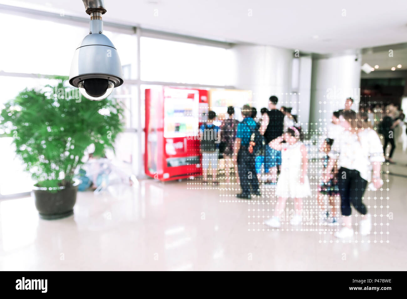 Machine Learning analytics identify person technology , Artificial intelligence concept. Cctv , security camera and Software ui analytics behavior and Stock Photo