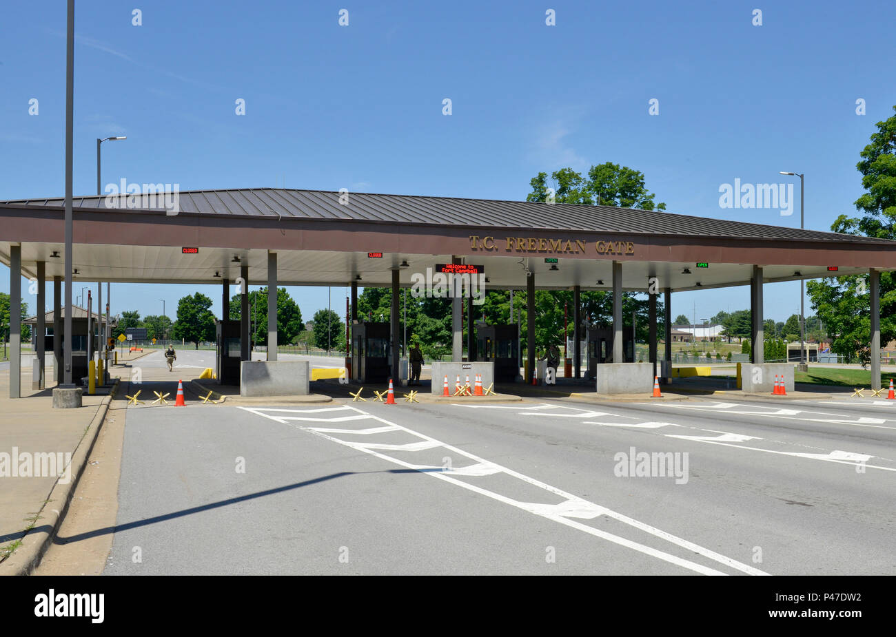 The new T.C. Freeman Gate sign at the main gate on Fort Campbell, Ky