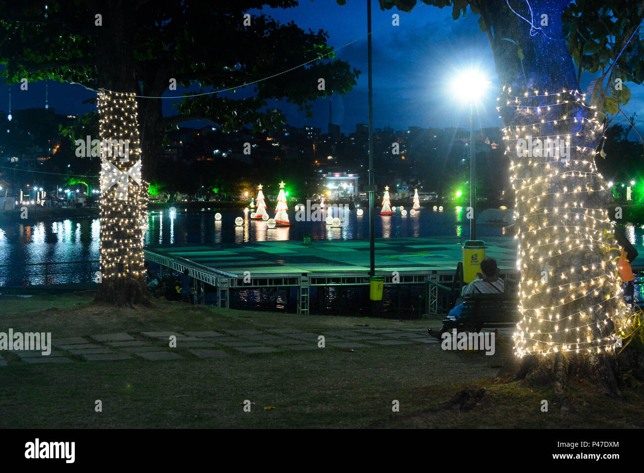 SALVADOR, BA - 09/12/2014: DECORAÇÃO DE NATAL EM SALVADOR - Dique do Tororó, durante Decoração de Natal em Salvador. (Foto: Mauro Akin Nassor / Fotoarena) Stock Photo