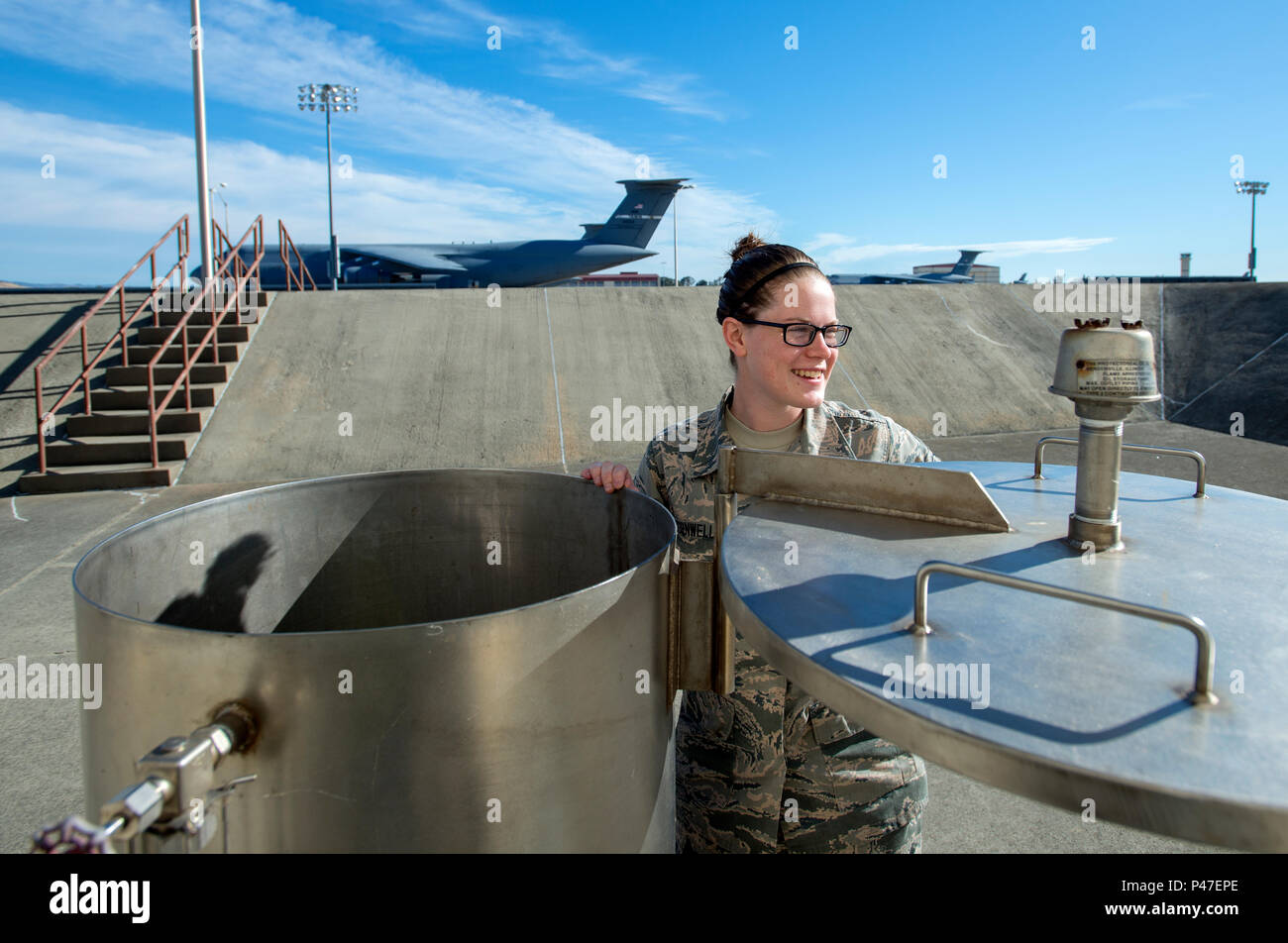 Airman Ivy Cornwell, fuels distribution operator, 60th Logistic