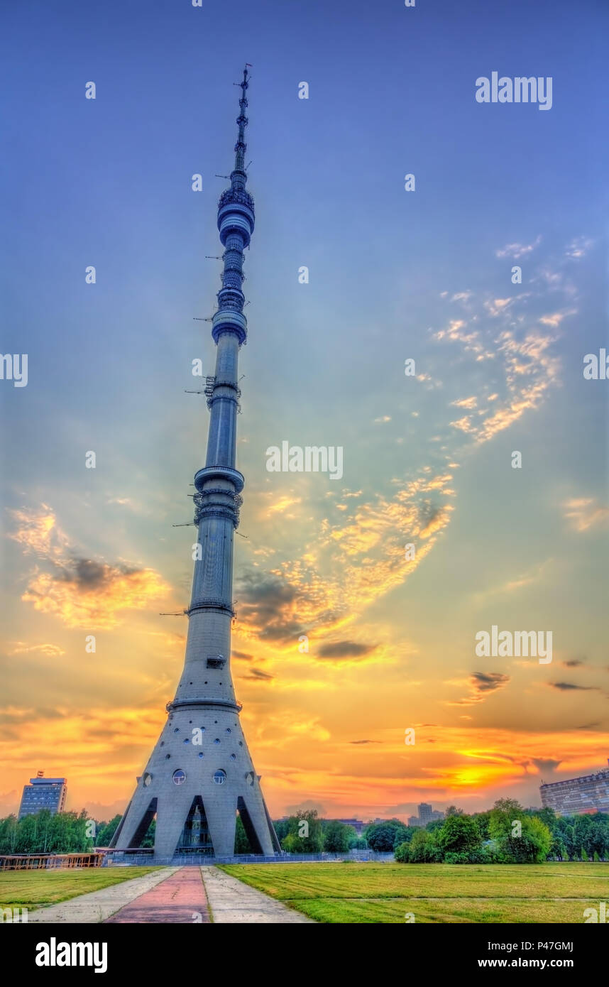 Ostankino Tower in Moscow, the tallest free-standing structure in Europe Stock Photo