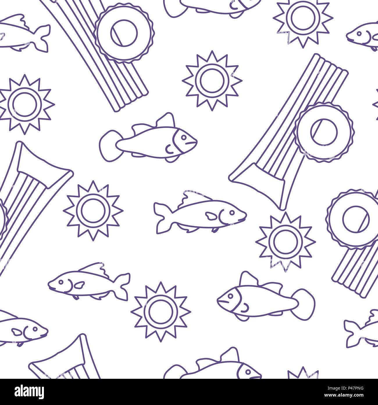 Seamless pattern with inflatable mattress, inflatable circle. Summer leisure. Stock Vector