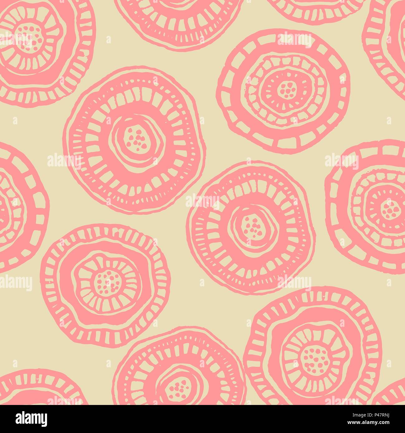 Vector seamless pattern with japan aborigine flowers Stock Vector