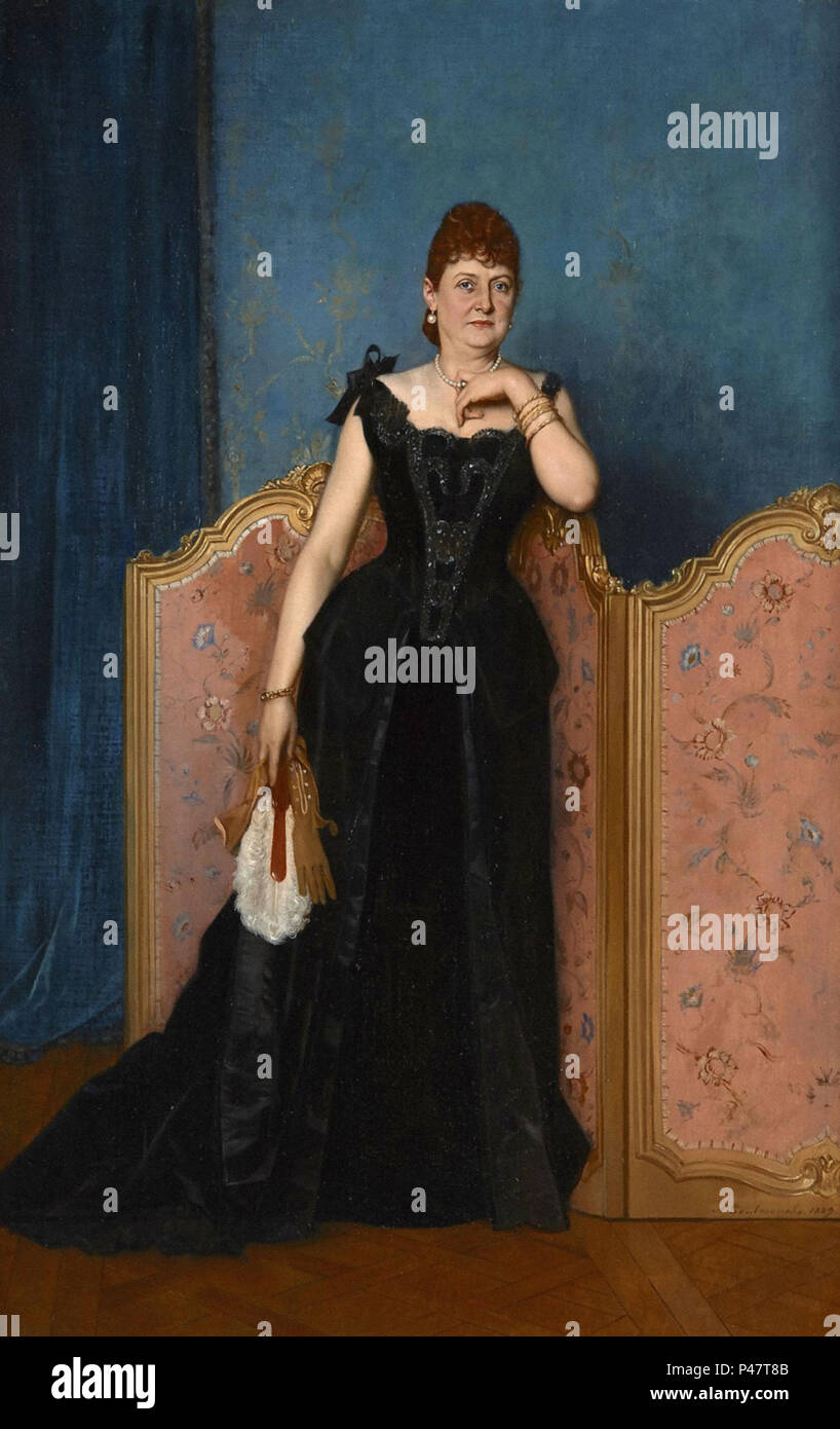 Toulmouche  Auguste - Portrait D 'une Elégante En Tenue De Bal Stock Photo