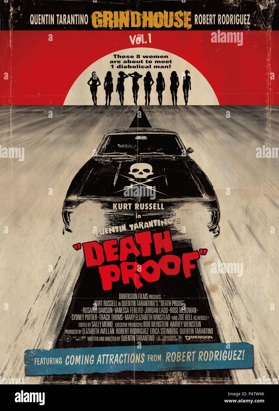Original Film Title: GRINDHOUSE-DEATH PROOF.  English Title: GRINDHOUSE.  Film Director: QUENTIN TARANTINO.  Year: 2007. Credit: DIMENSION FILMS/A BAND APART/BIG TALK PRODUCTIONS/DARTMOUTH / Album Stock Photo