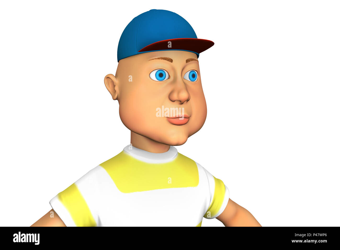Funny Man in the baseball cap, 3d rendering cartoon illustration Stock